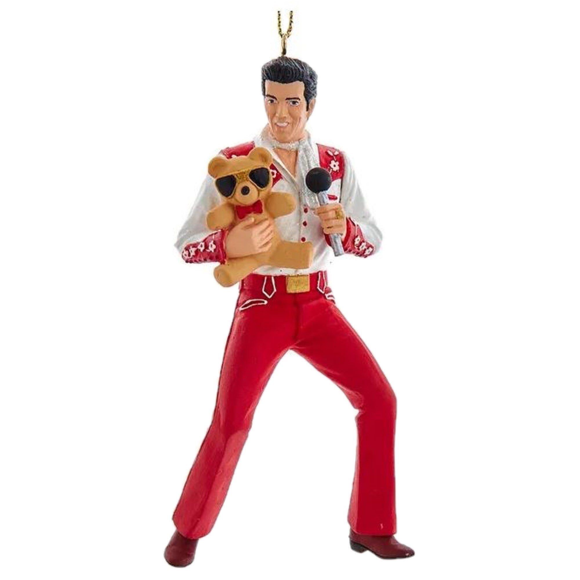 Kurt Adler Resin Christmas Ornament, Elvis with Teddy Bear