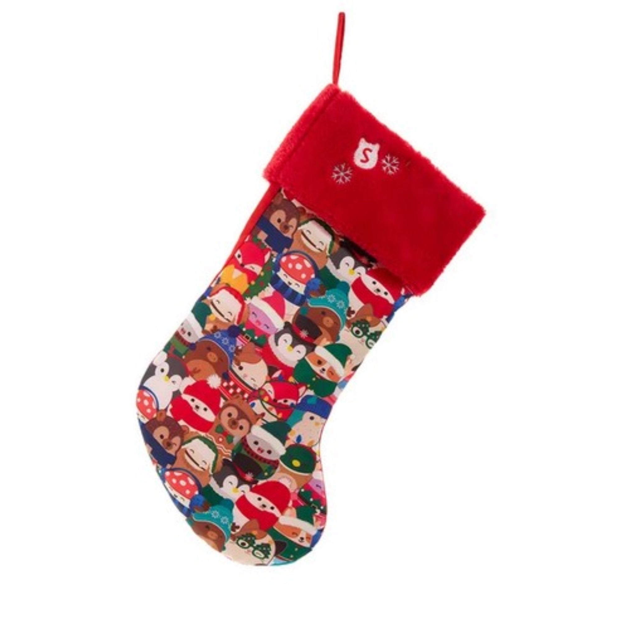 Kurt Adler Hanging Squishmallow Stocking with Red Plush Cuff, 19"