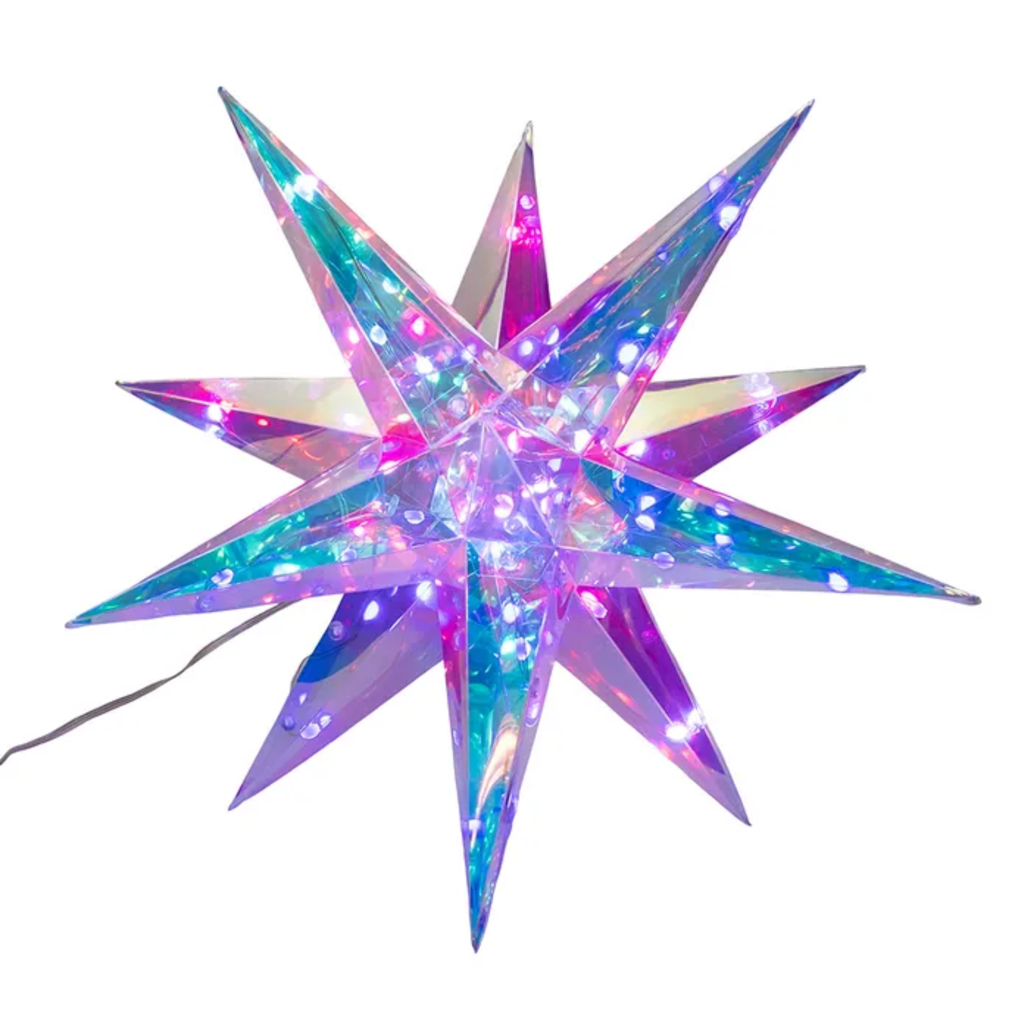 Kurt Adler Lighted Magical Iridescence Holographic Foldable Starburst + Remote, 14.5"