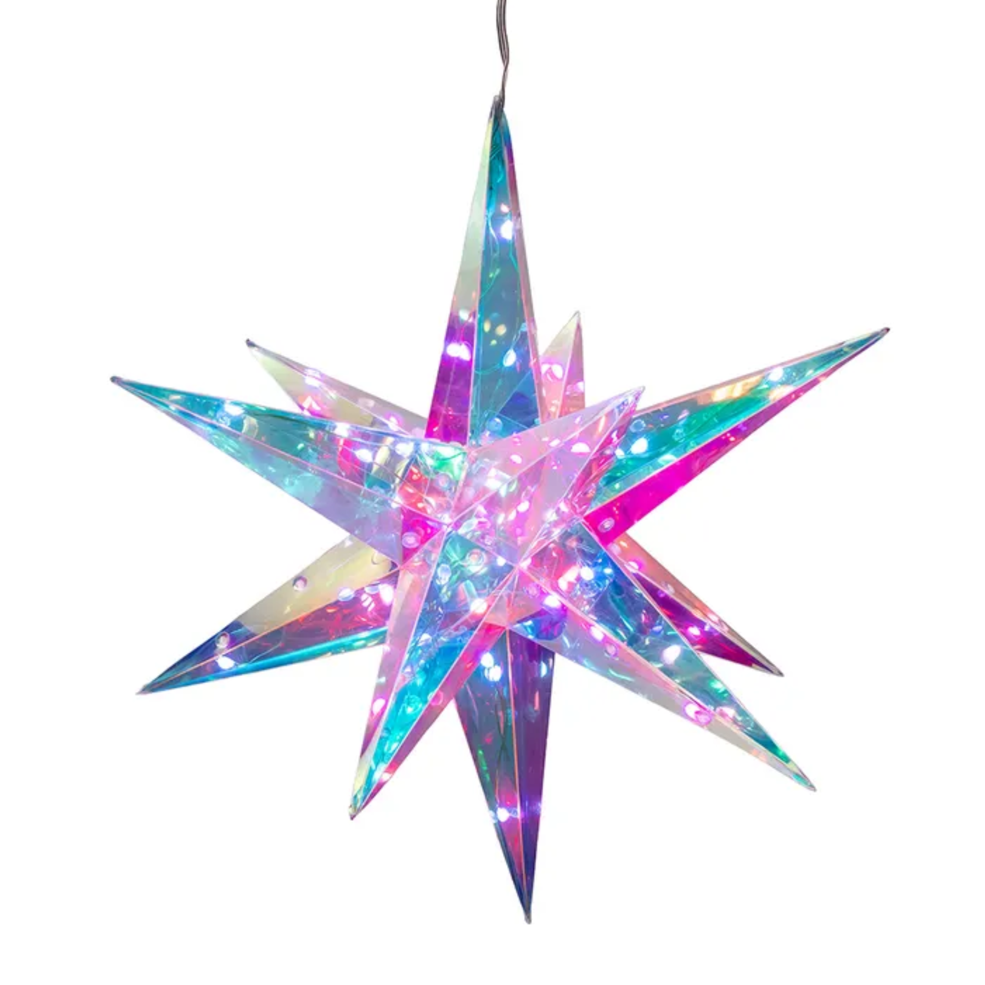 Kurt Adler Lighted Magical Iridescence Holographic Foldable Starburst + Remote, 14.5"
