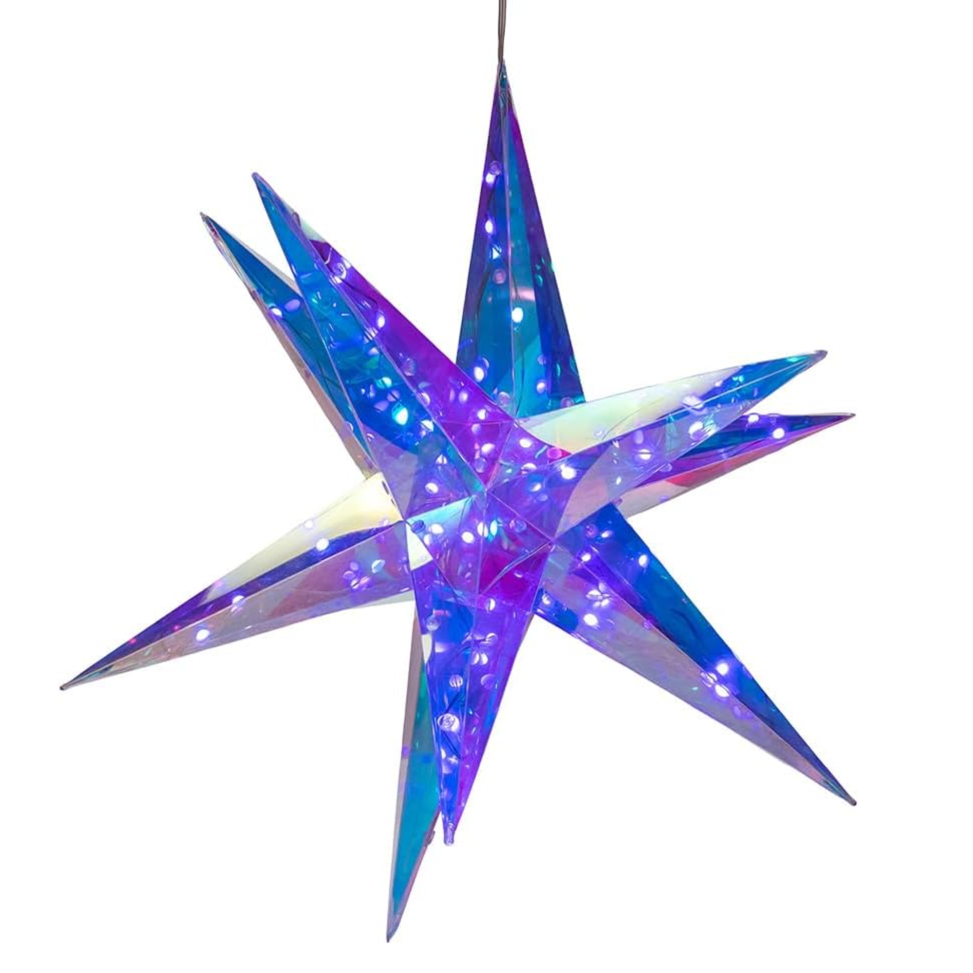 Kurt Adler Lighted Magical Iridescence Holographic Foldable Starburst + Remote, 19.25"