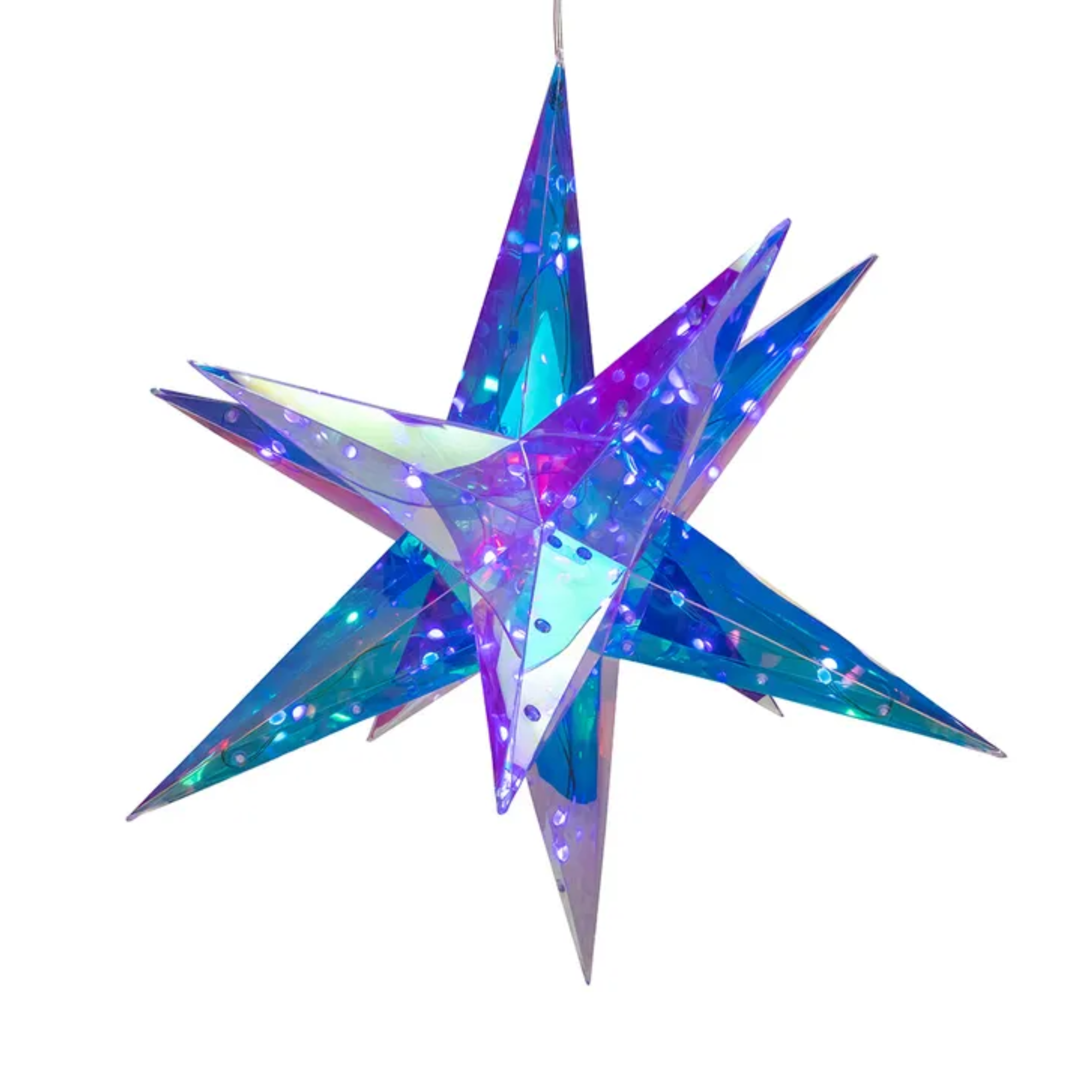 Kurt Adler Lighted Magical Iridescence Holographic Foldable Starburst + Remote, 19.25"