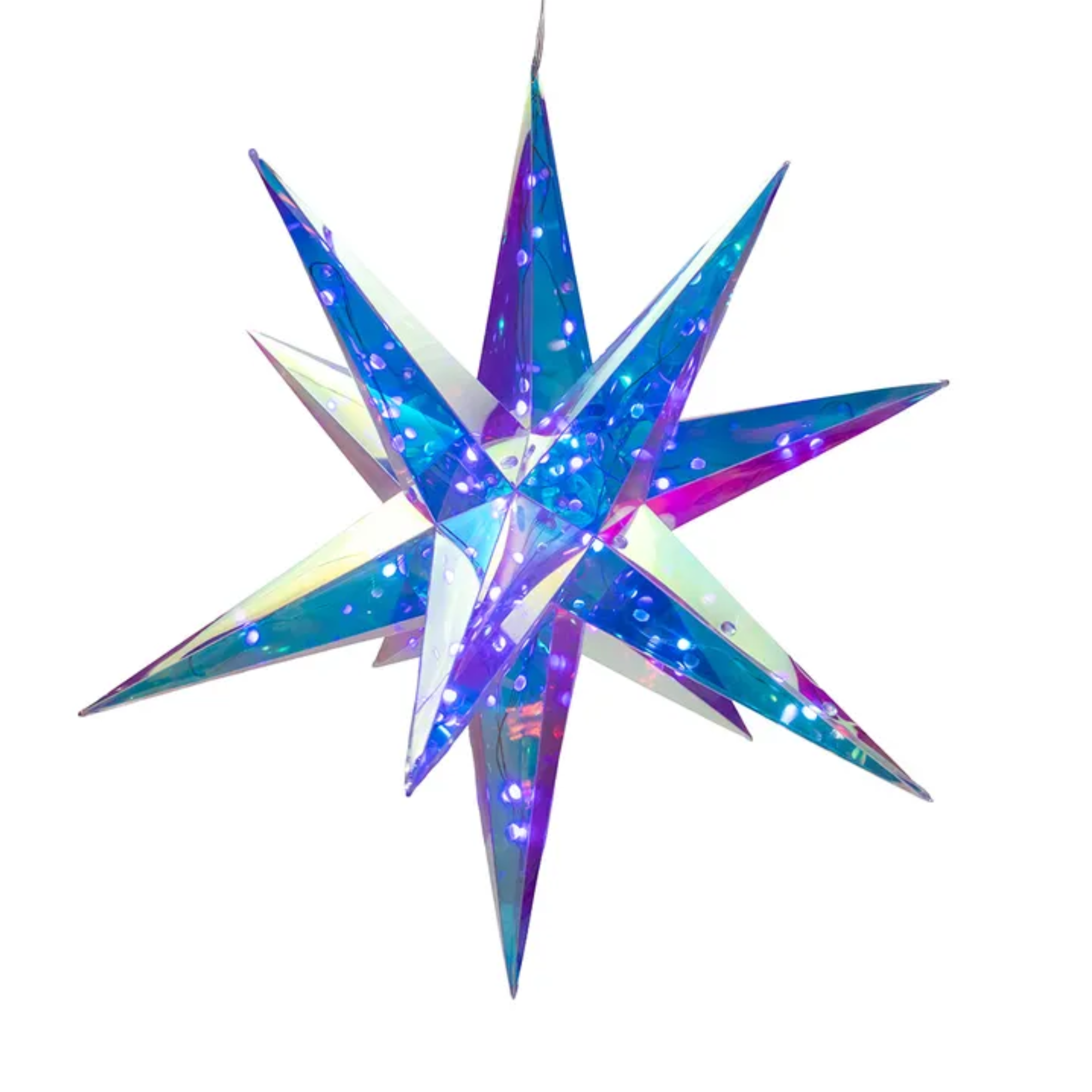 Kurt Adler Lighted Magical Iridescence Holographic Foldable Starburst + Remote, 19.25"