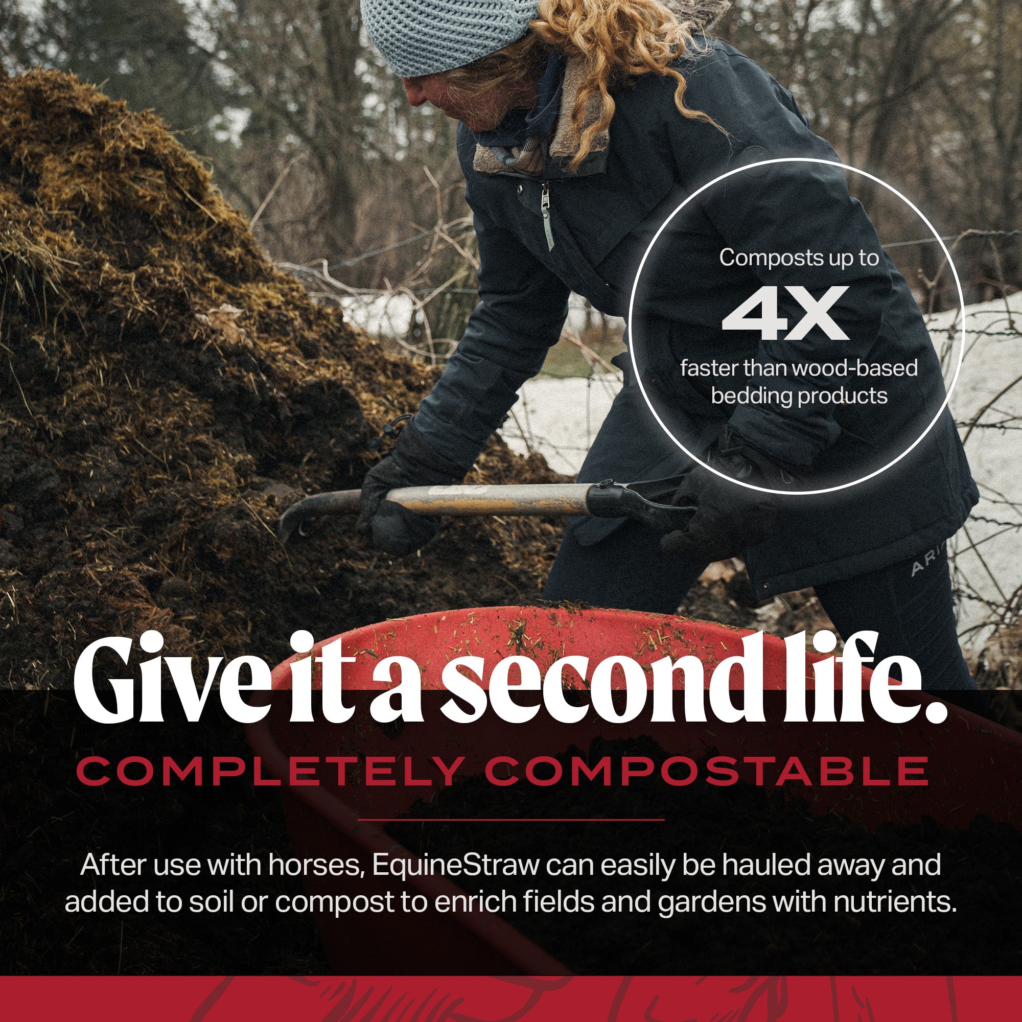 HealthiStraw EquineStraw – All-Natural, Clean Horse Straw Bedding – 3 cu ft (25 lb) Expands to 10+ cu ft