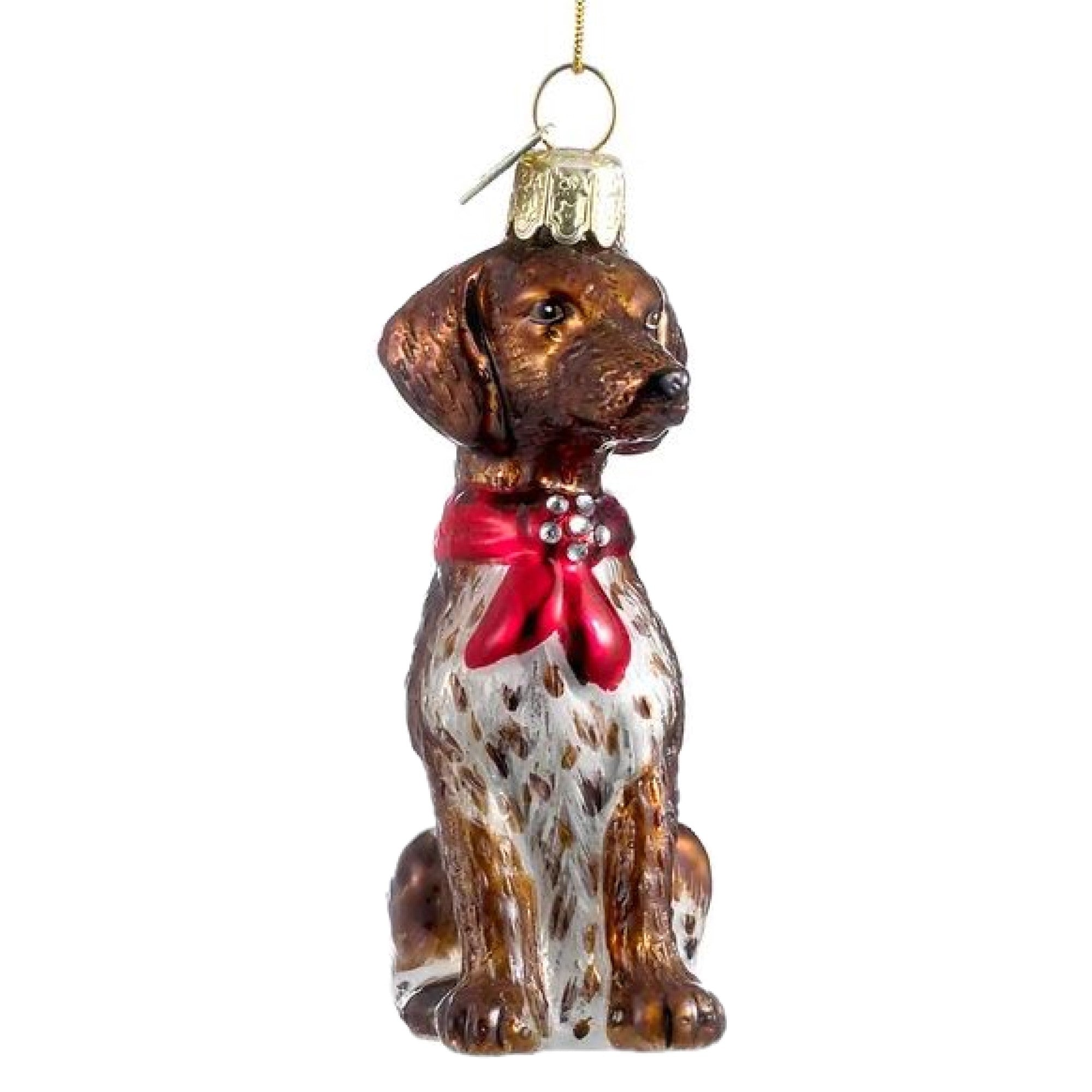 Kurt Adler Noble Gems Glass Ornament for Christmas Tree, German Shorthaired Pointer