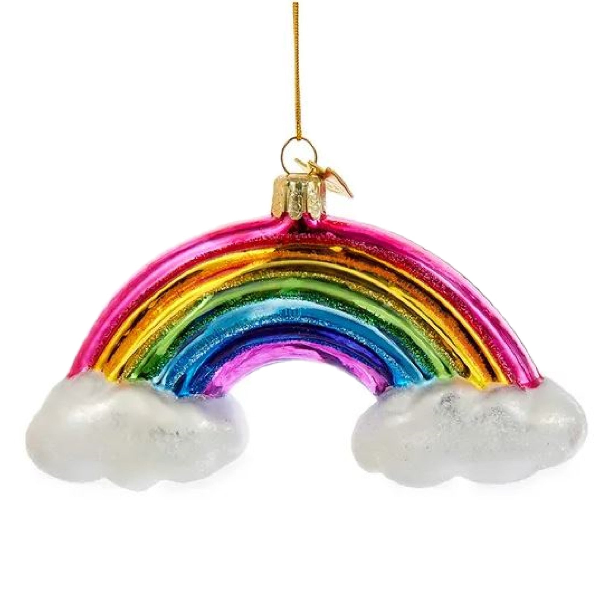Kurt Adler Noble Gems Glass Ornament for Christmas Tree, Rainbow & Clouds