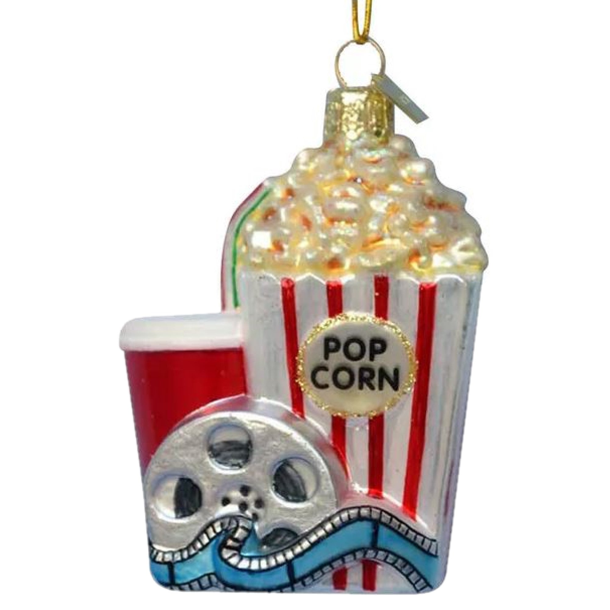 Kurt Adler Noble Gems Glass Ornament for Christmas Tree, Popcorn and Movie