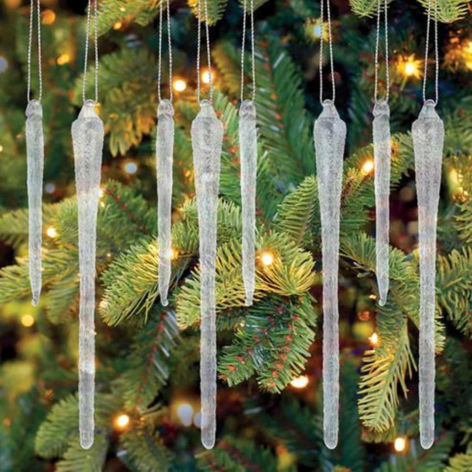 Old World Christmas Blown Glass Ornament for Christmas Tree, Frosty Glass Icicles 24Pc (with OWC Gift Box)