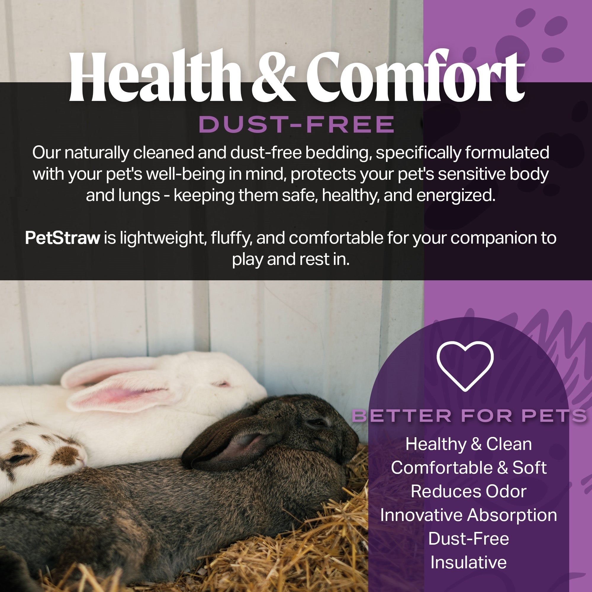 HealthiStraw PetStraw Mini Wheat Straw Bedding for Small Pets – Dust & Allergen-Free, Absorbent, Soft, Sustainable, 38 L (4 lbs)