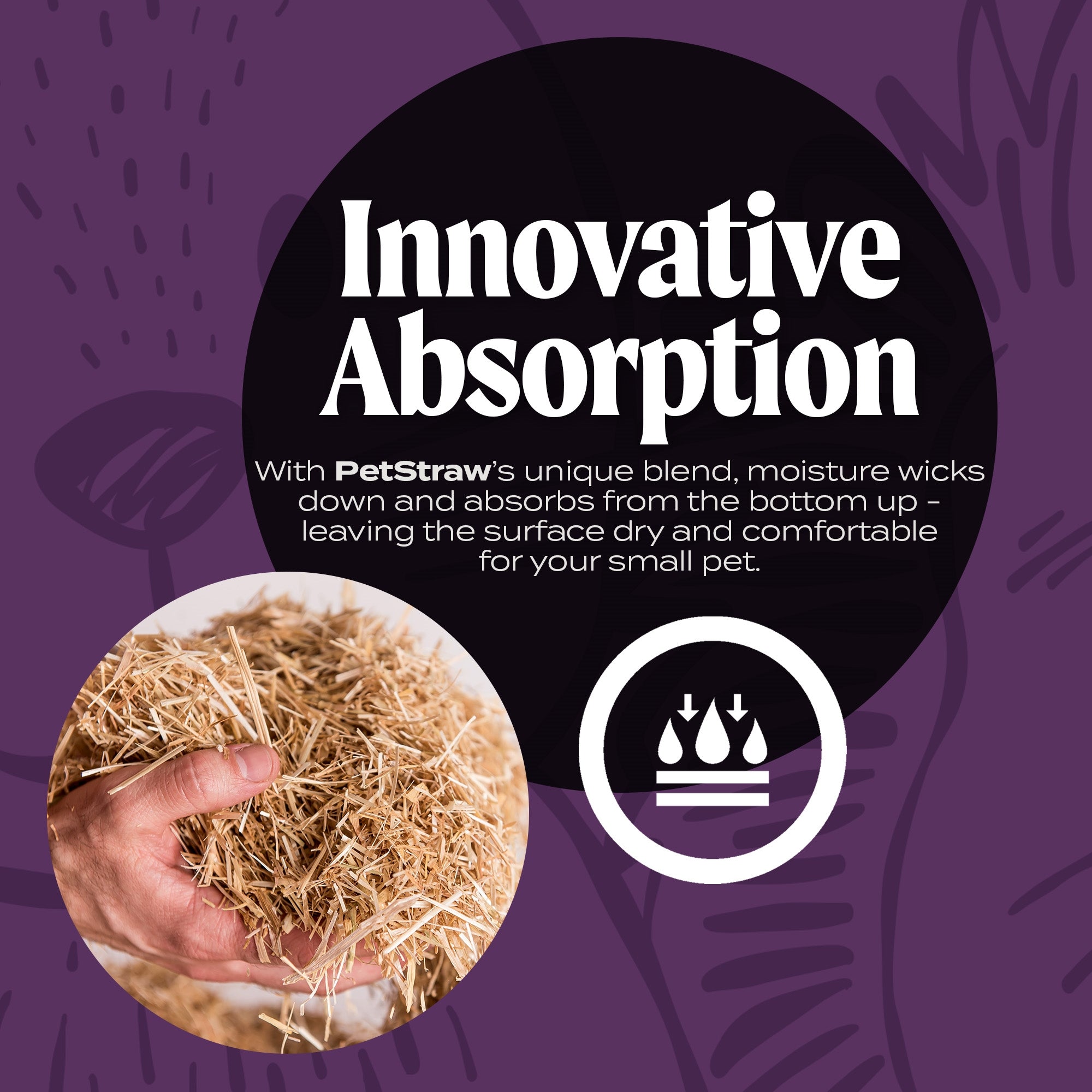 HealthiStraw PetStraw Mini Wheat Straw Bedding for Small Pets – Dust & Allergen-Free, Absorbent, Soft, Sustainable, 38 L (4 lbs)