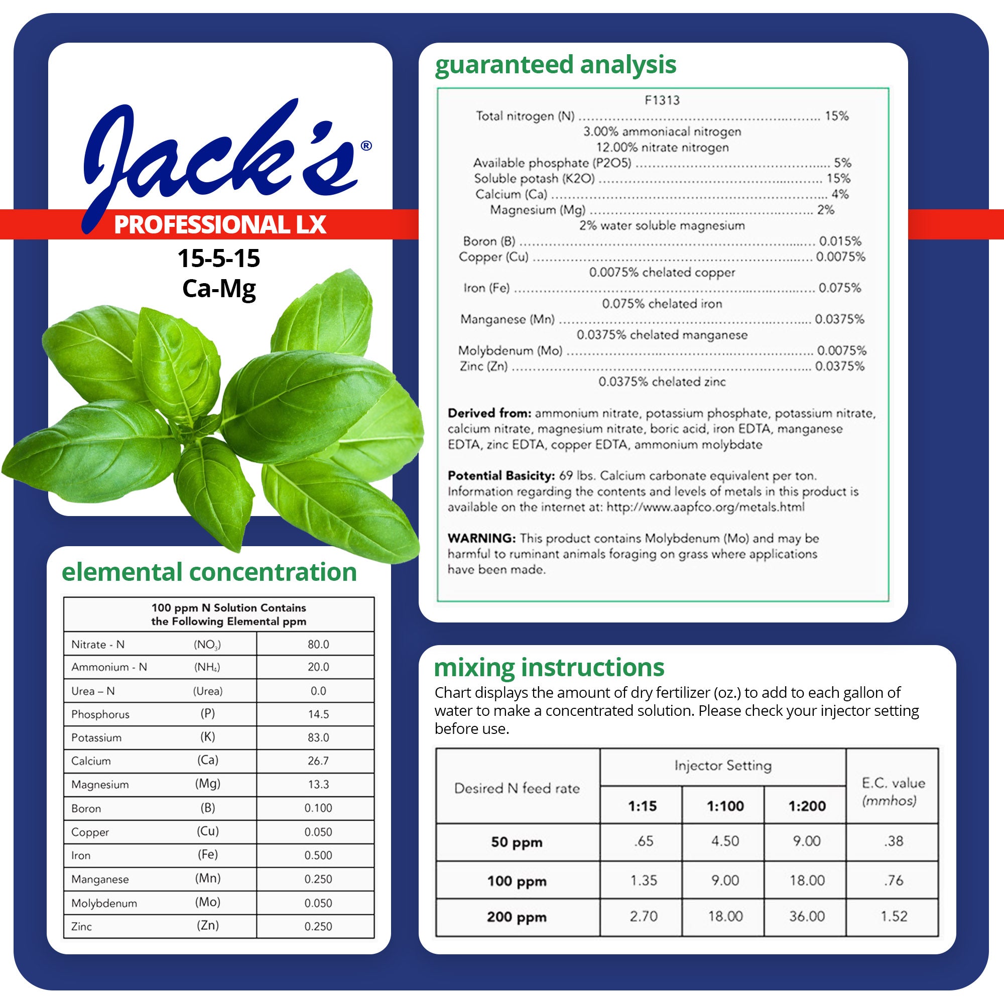 Jack's Professional Calcium Magnesium LX 15-5-15 Fertilizer, 25 lb