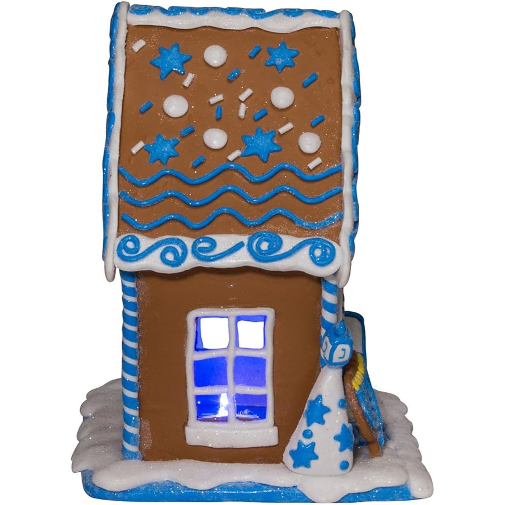 Kurt Adler LED Hanukkah Gingerbread House Christmas Tablepiece, Blue, 7in