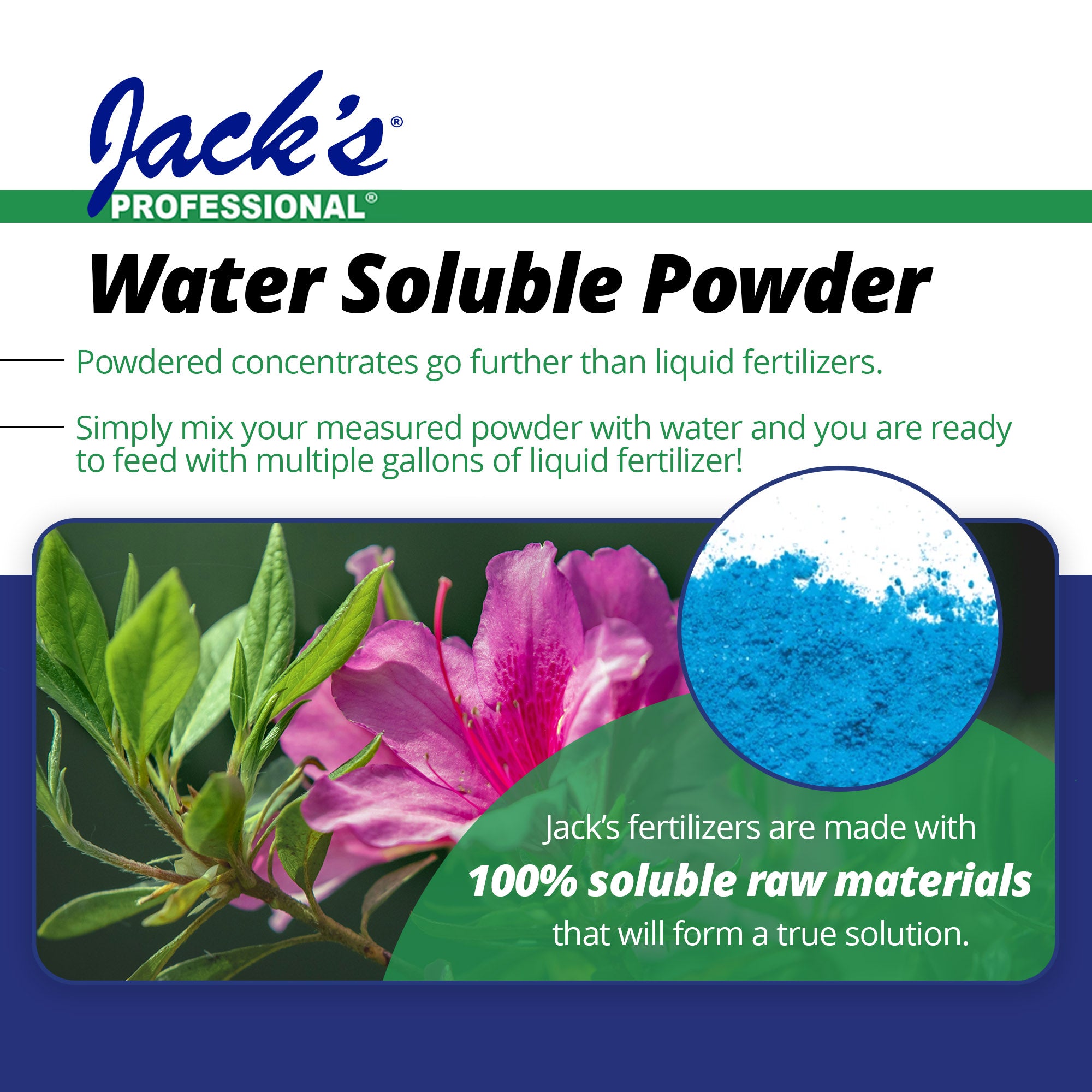 Jack's Professional 21-7-7 Acid Water-Soluble Fertilizer with Micronutrients for Acid-Loving Plants in Continuous Feed Programs, 25lbs