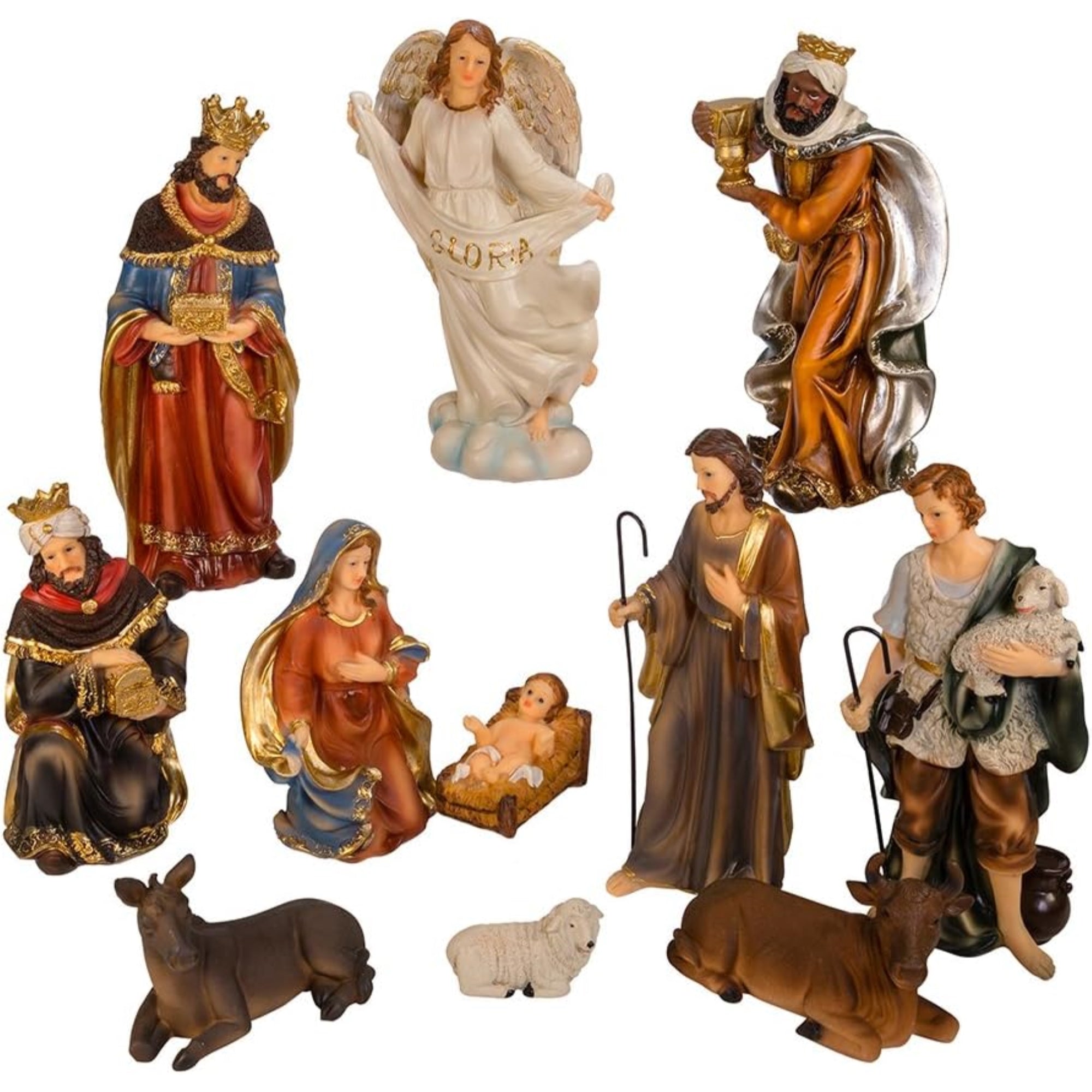 Kurt Adler Christmas Decoration, Resin Nativity Scene Table Piece, 11 Piece Set