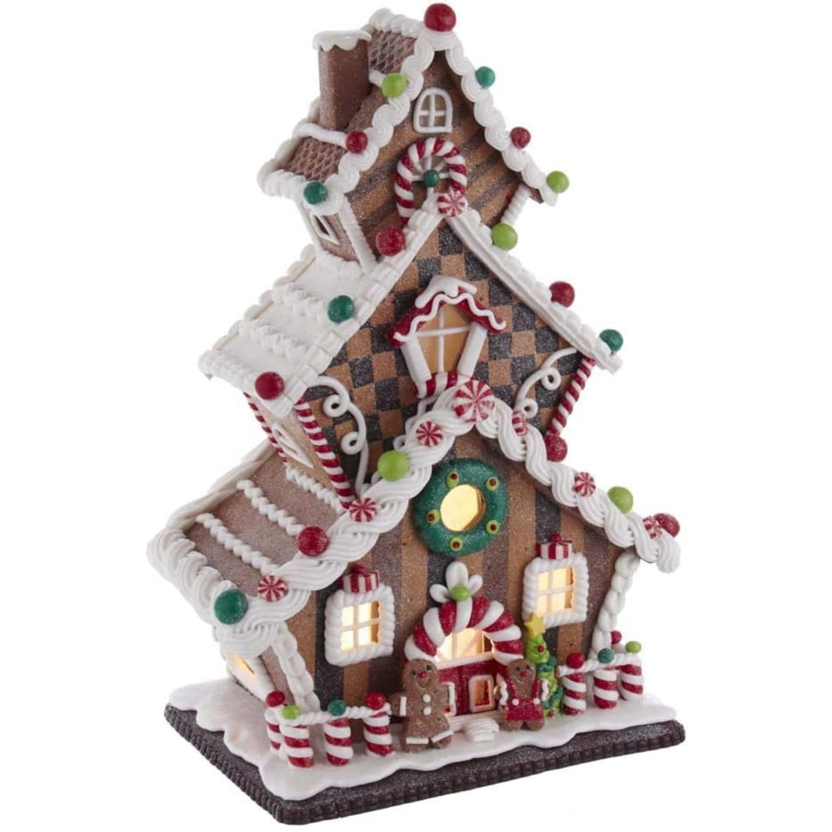 Kurt Adler Battery Operated LED-Lit 3-Layer Gingerbread Cookie House, 13"