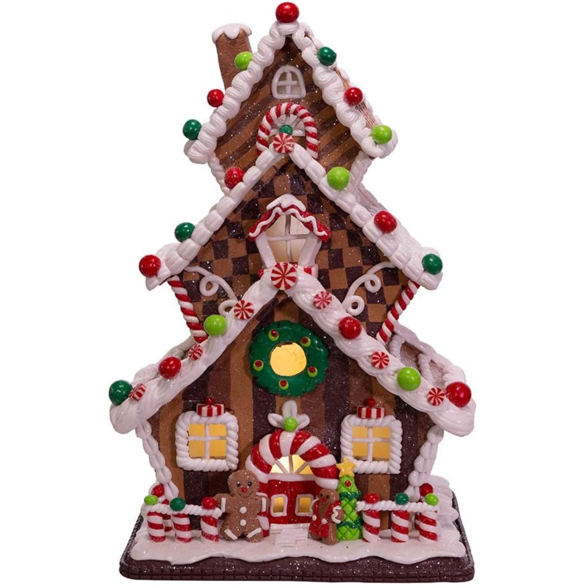 Kurt Adler Battery Operated LED-Lit 3-Layer Gingerbread Cookie House, 13"
