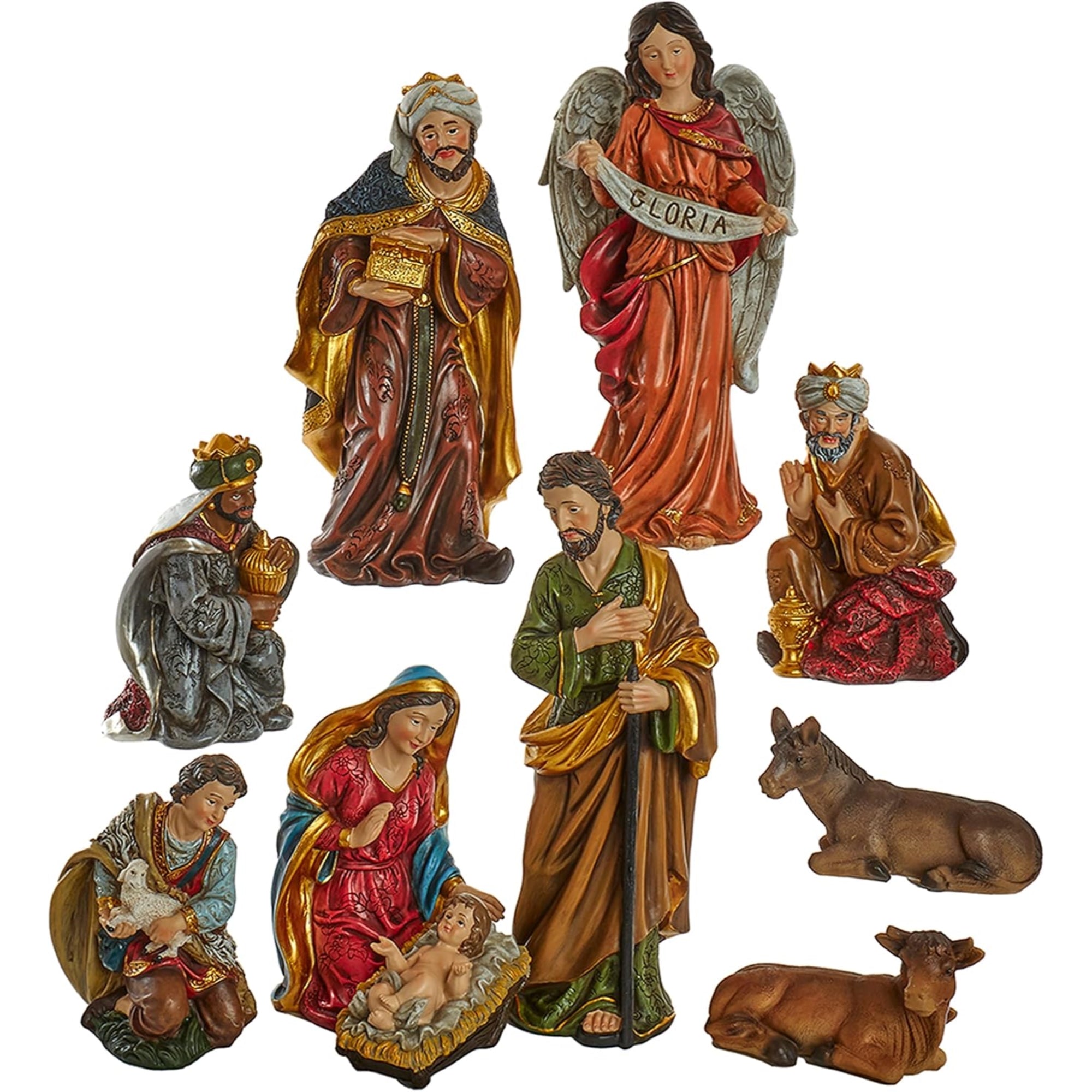 Kurt Adler Nativity Scene Figurine Table Pieces, 10-Piece Set, 12.5"