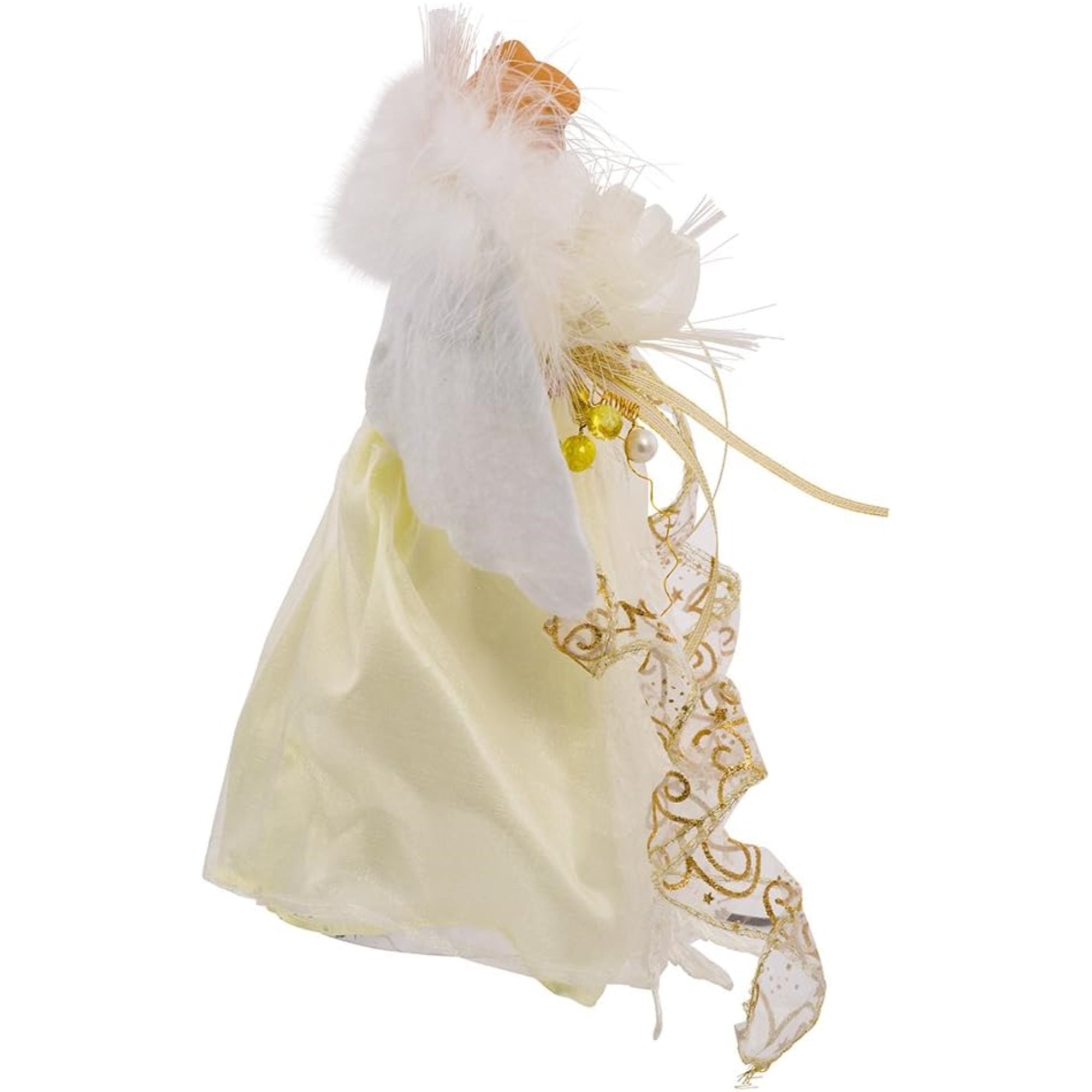 Kurt Adler Color Changing 7-Light Warm White LED Angel Treetop, Ivory and Gold, 12"