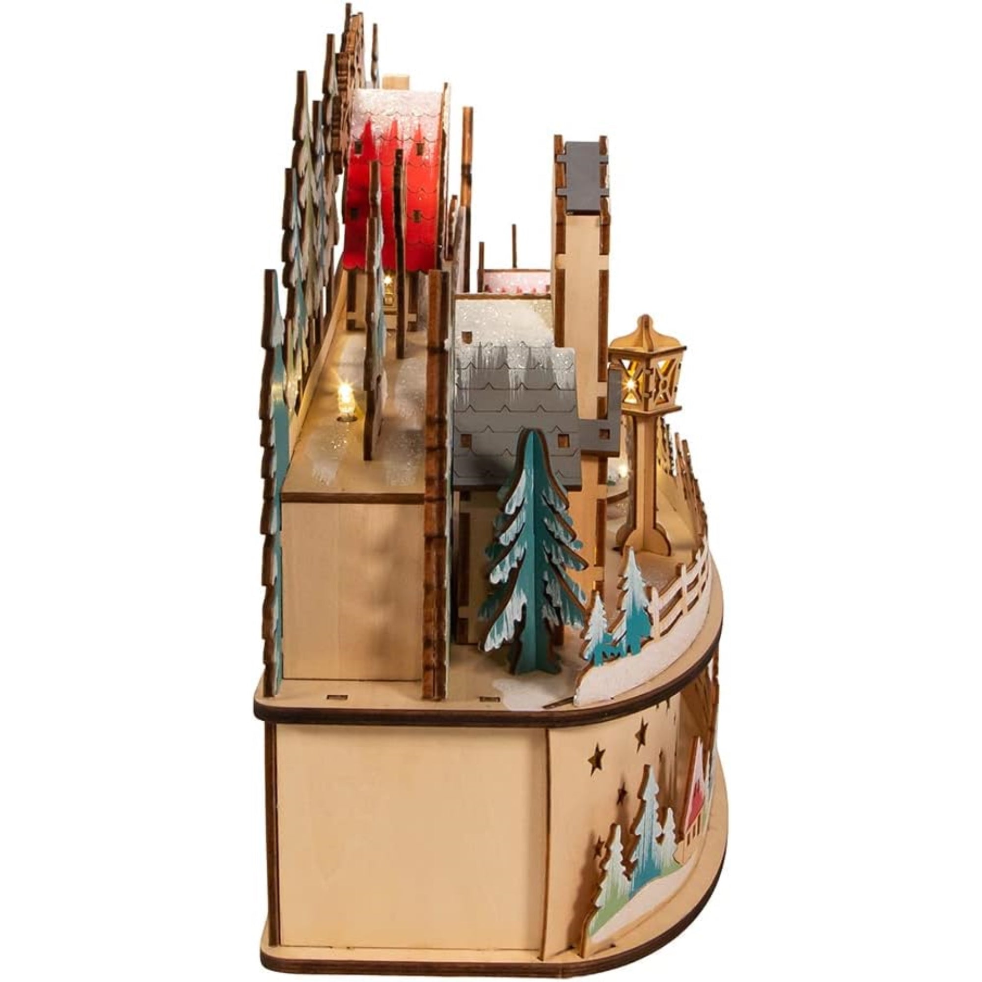 Kurt Adler Battery Operated Light-Up Small Christmas Village with Santa, 11"