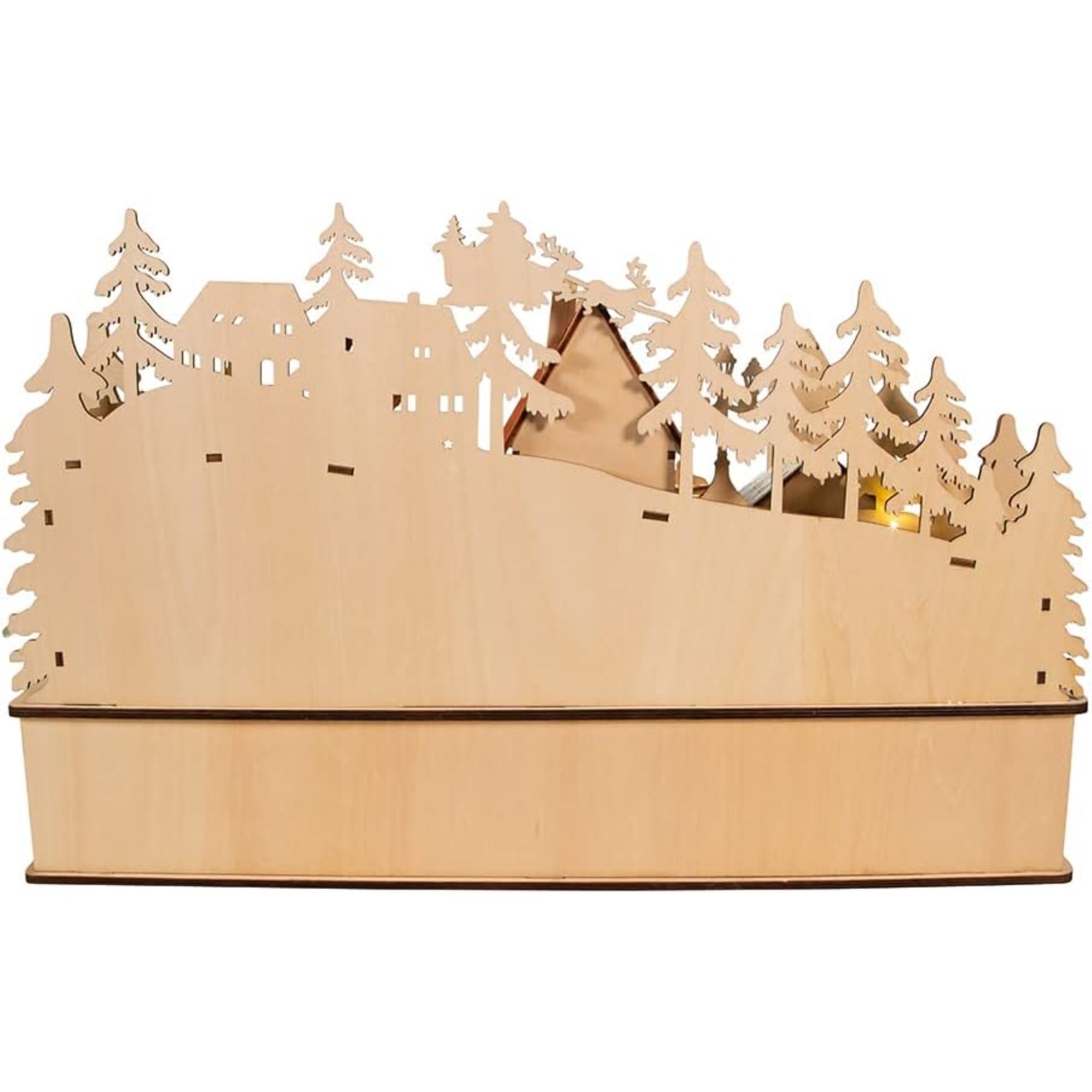 Kurt Adler Battery Operated Light-Up Small Christmas Village with Santa, 11"