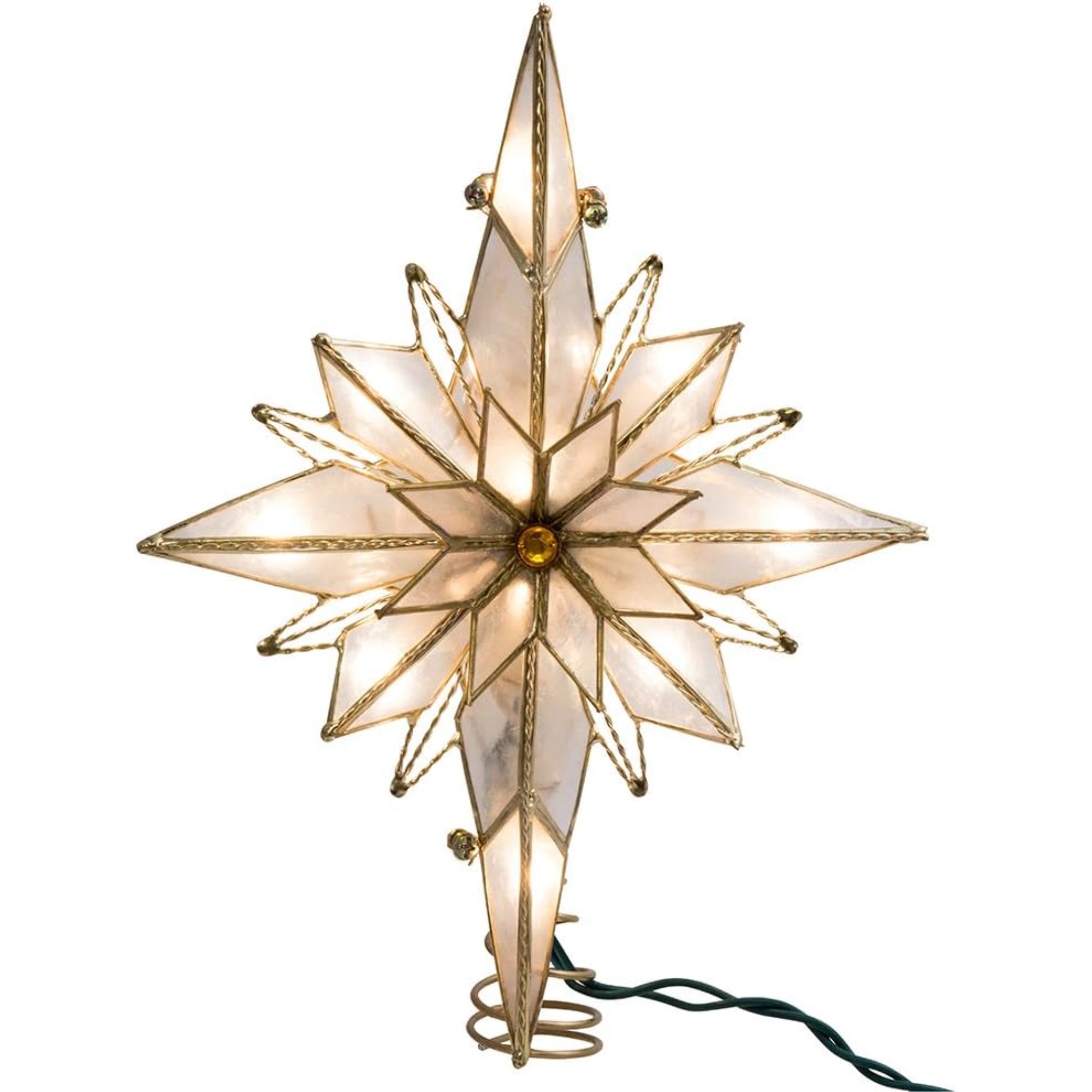 Kurt Adler 8-Point UL 10-Light Capiz Bethlehem Star Treetop, 10.5"