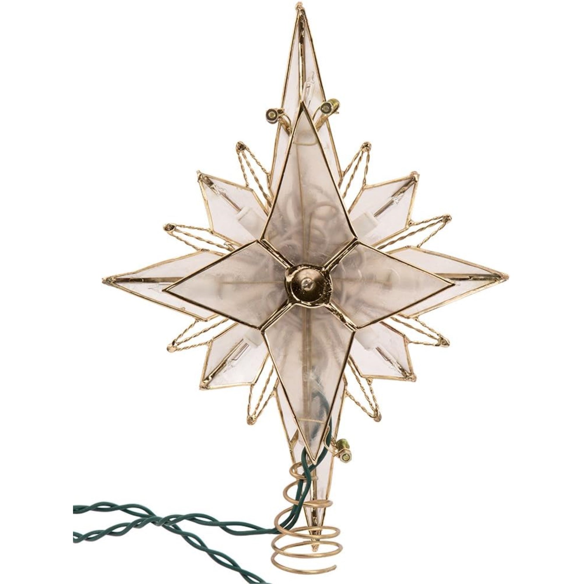 Kurt Adler 8-Point UL 10-Light Capiz Bethlehem Star Treetop, 10.5"