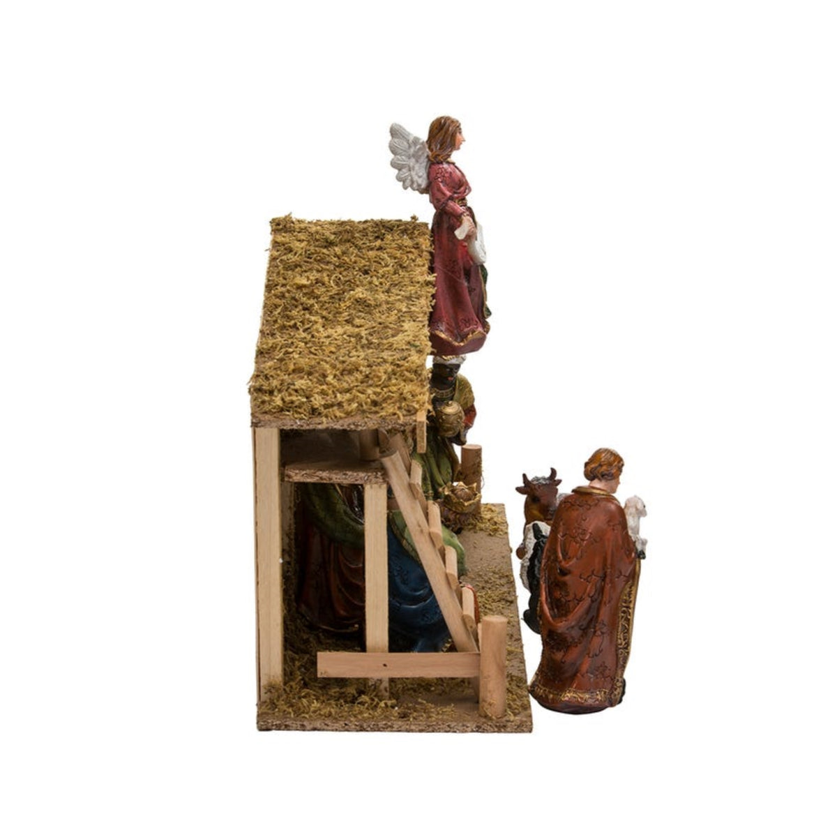 Kurt Adler Christmas Nativity Set with Wooden Stable, 12-Piece Set