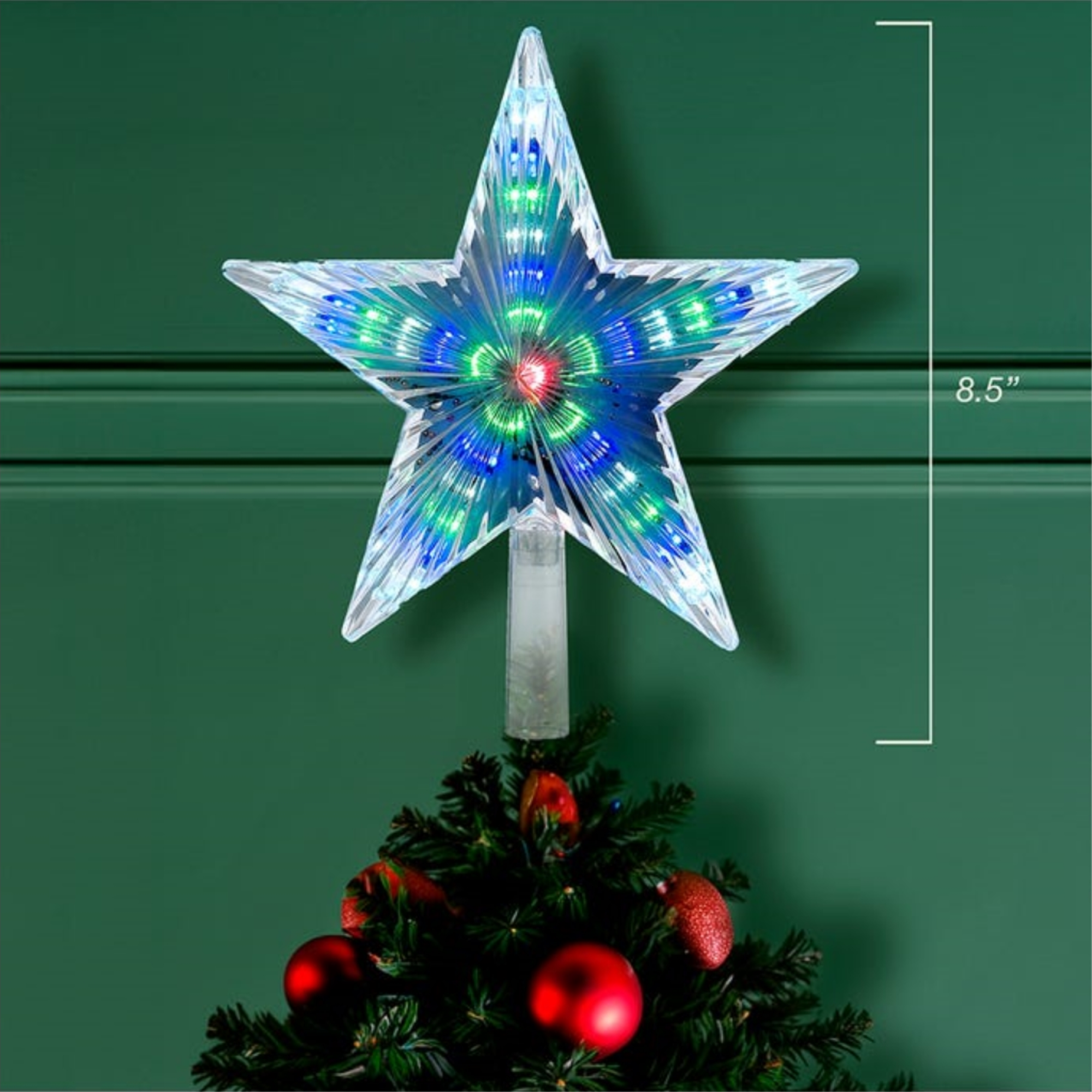 Kurt Adler UL 31 LED Light Color Changing Treetop Star, 8.5"