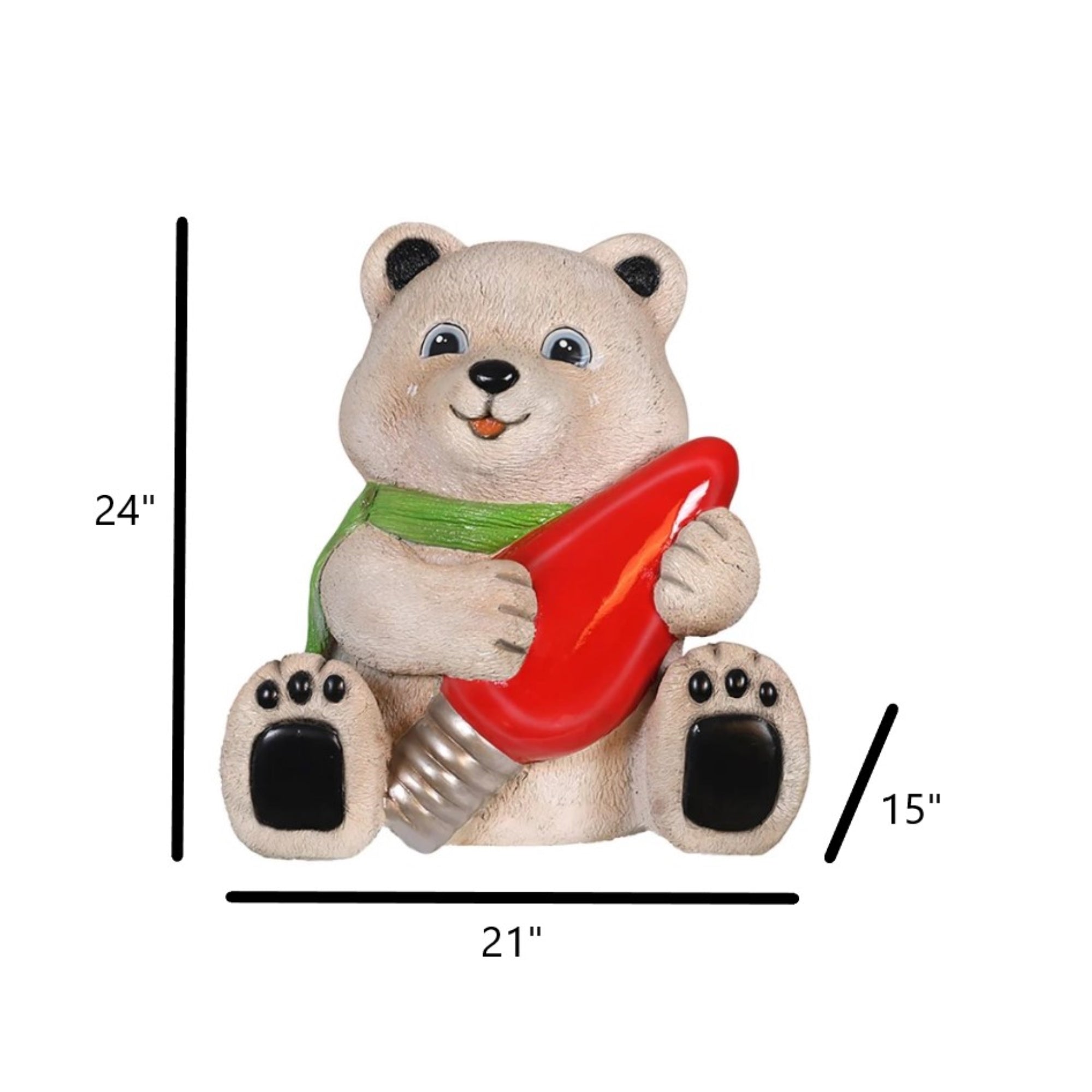 Garden Elements Christmas Table Piece, Baby Polar Bear with Light Bulb, 24"