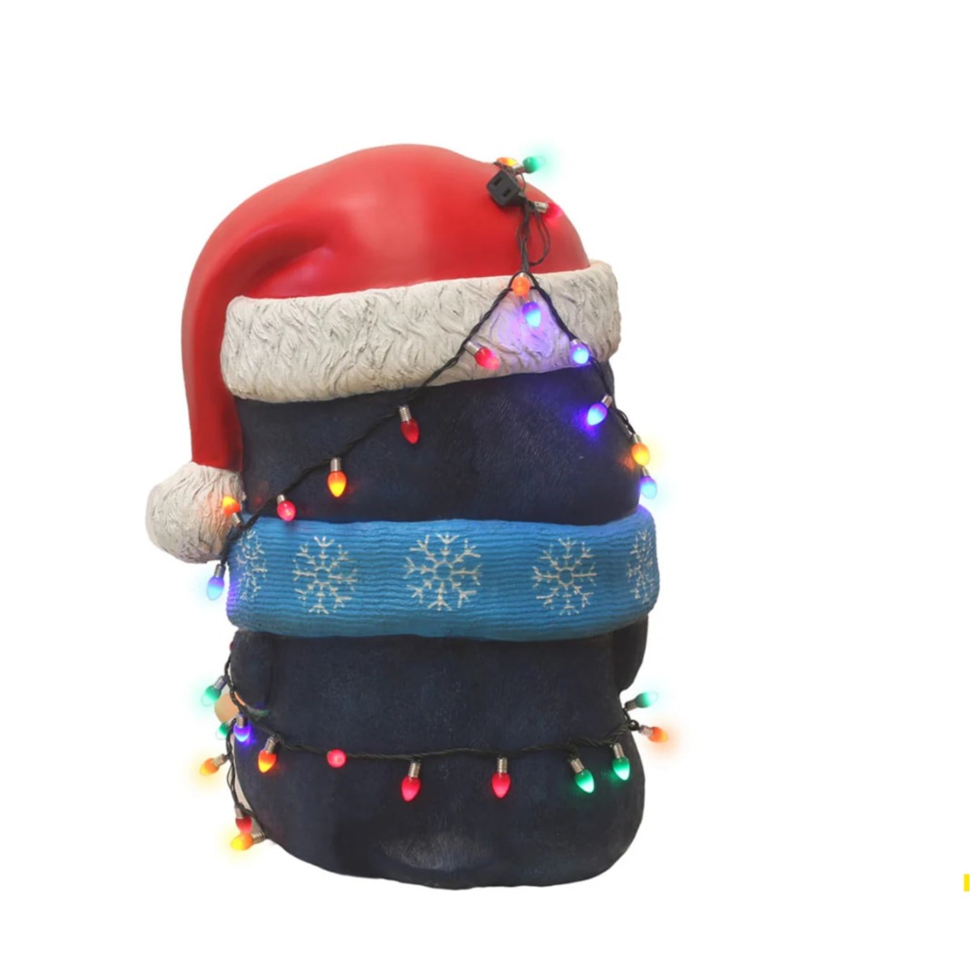 Garden Elements Indoor Fiberglass Christmas Figurine – Baby Penguin Holding Christmas Lights, 24"