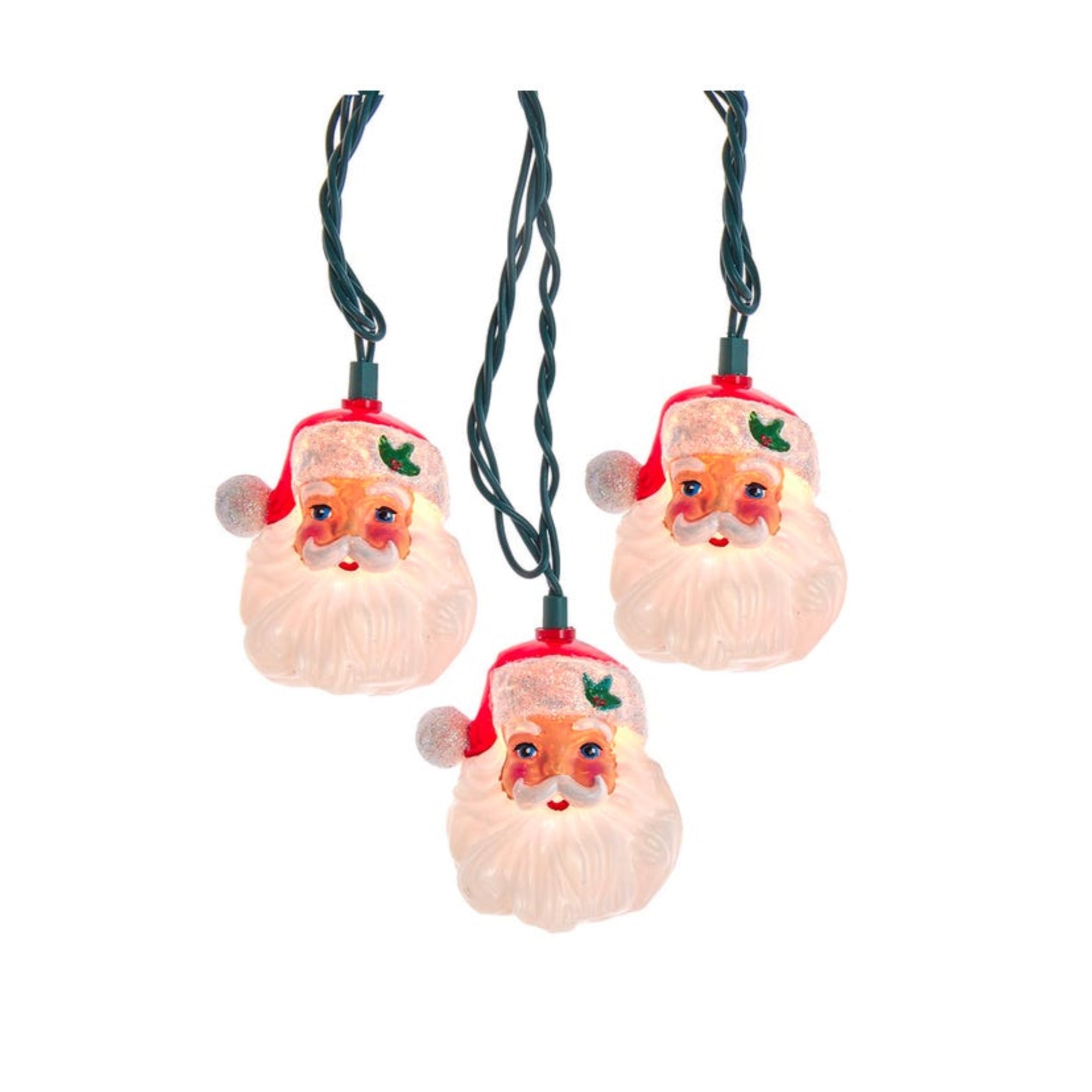 Kurt Adler Indoor/Outdoor UL 10-Light Santa Head Light Set, 9ft