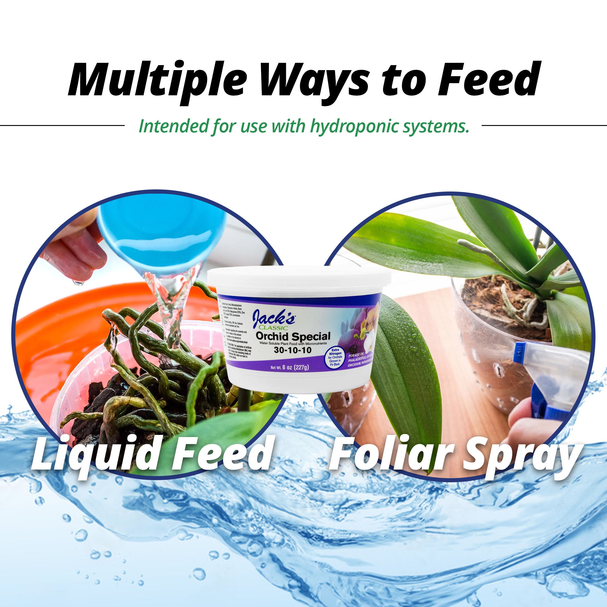 Jack's Classic 30-10-10 Orchid Special Water-Soluble Fertilizer with Micronutrients and Extra Nitrogen for Orchids, Turfs, and Ornamental Grasses, 8oz