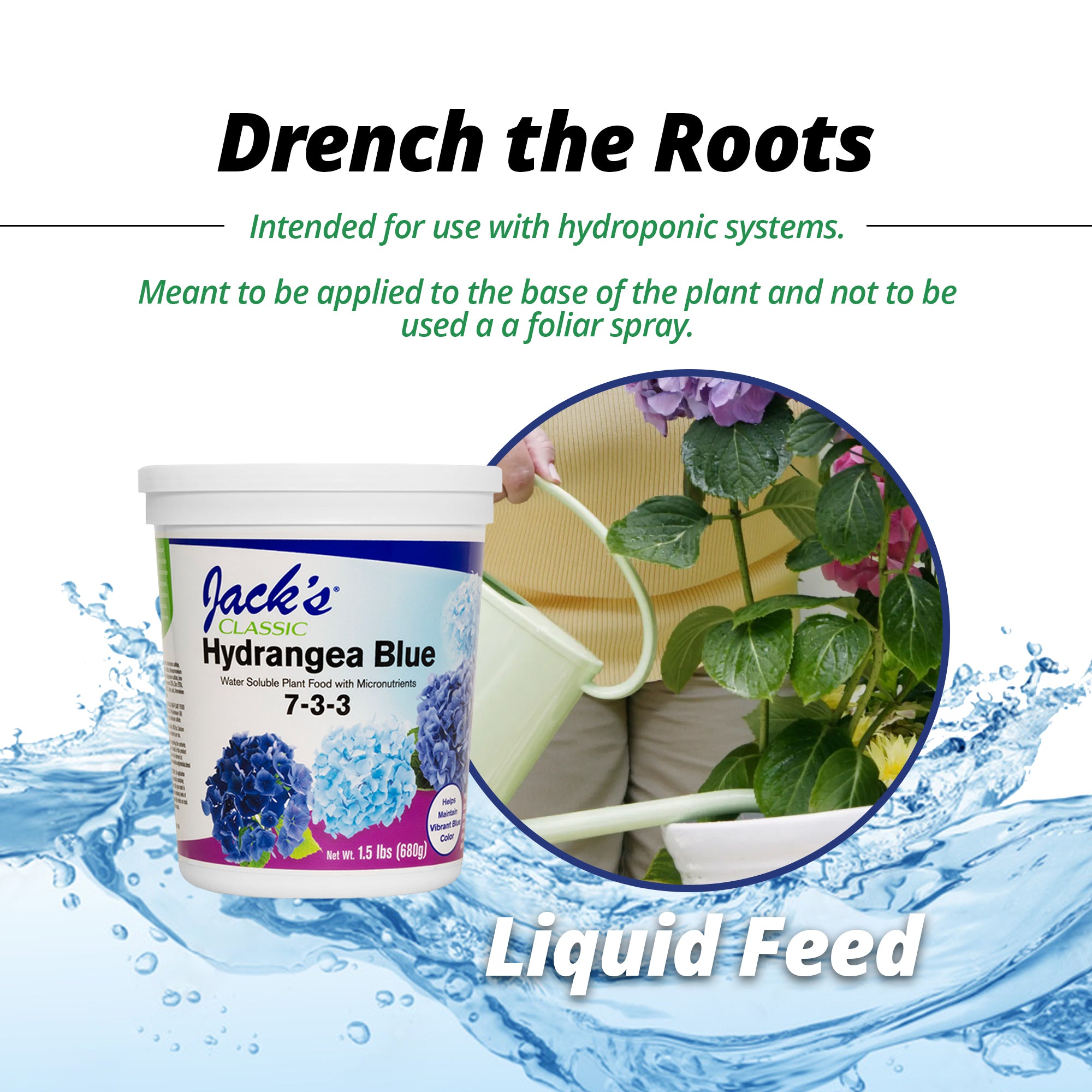 Jack's Classic 7-3-3 Hydrangea Blue Water-Soluble Fertilizer with Micronutrients to Enhance Blue Flowers, 1.5lbs