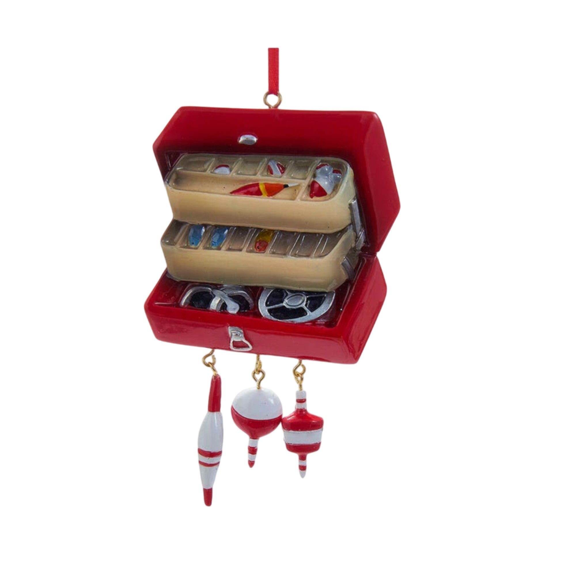 Kurt Adler Hanging Resin Christmas Tree Ornament, Tackle Box for Personalization, 4.75"