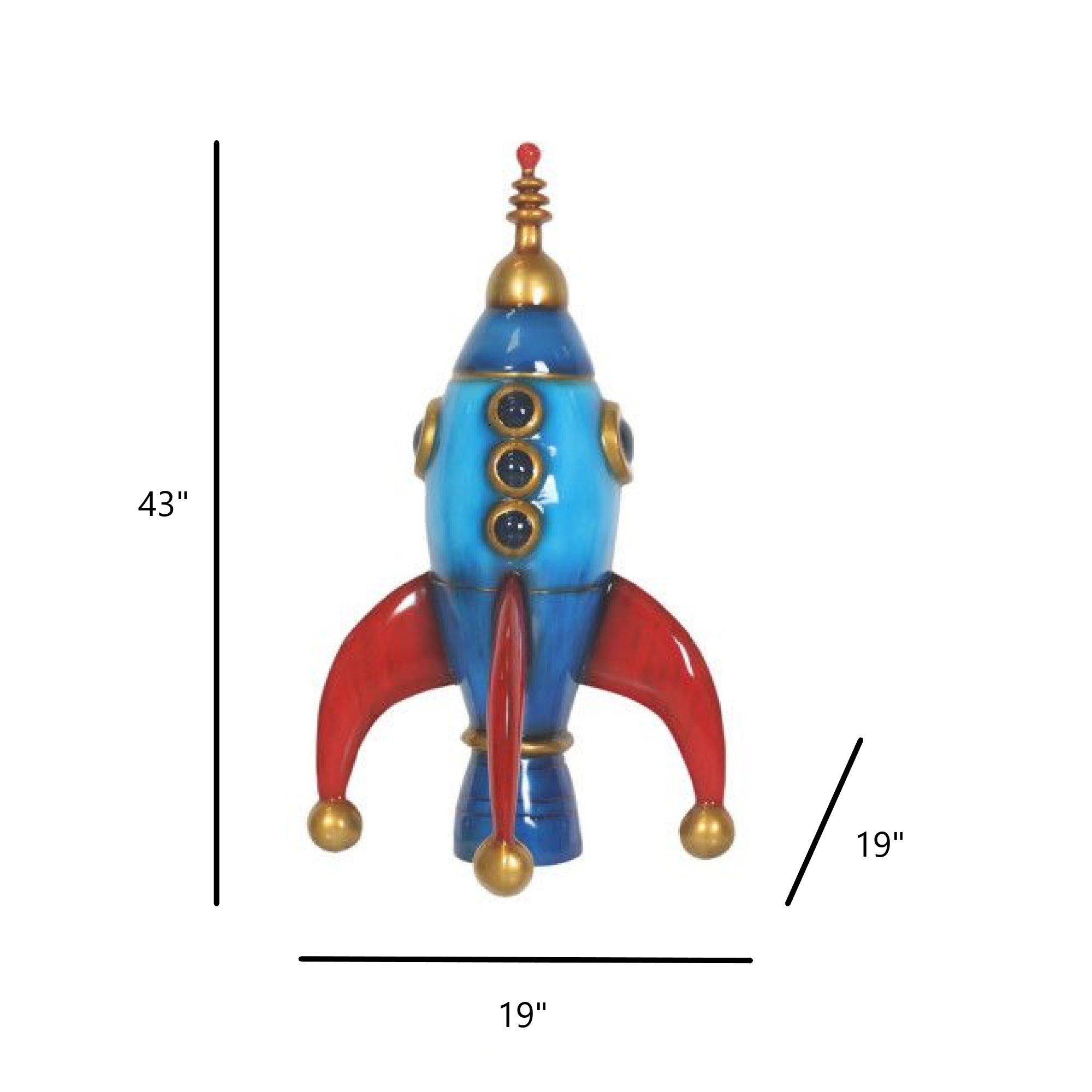 Garden Elements Fiberglass Christmas Table Piece, Toy Spaceship, 43"