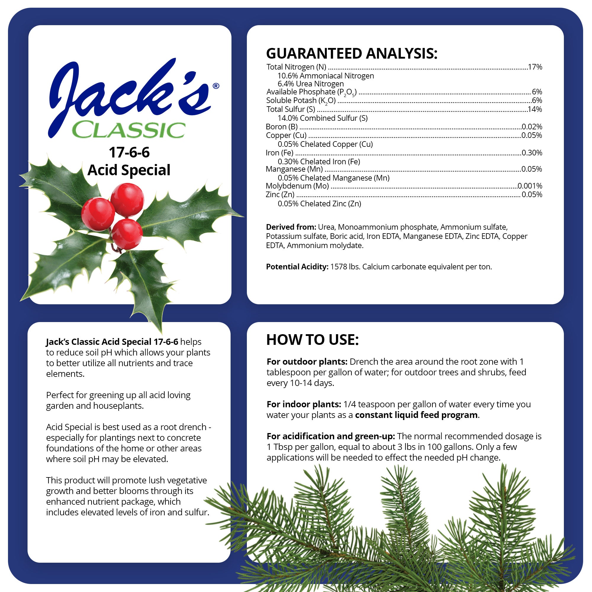 Jack's Classic Acid Special Water Soluble Plant Food with Micronutrients, 17-6-6
