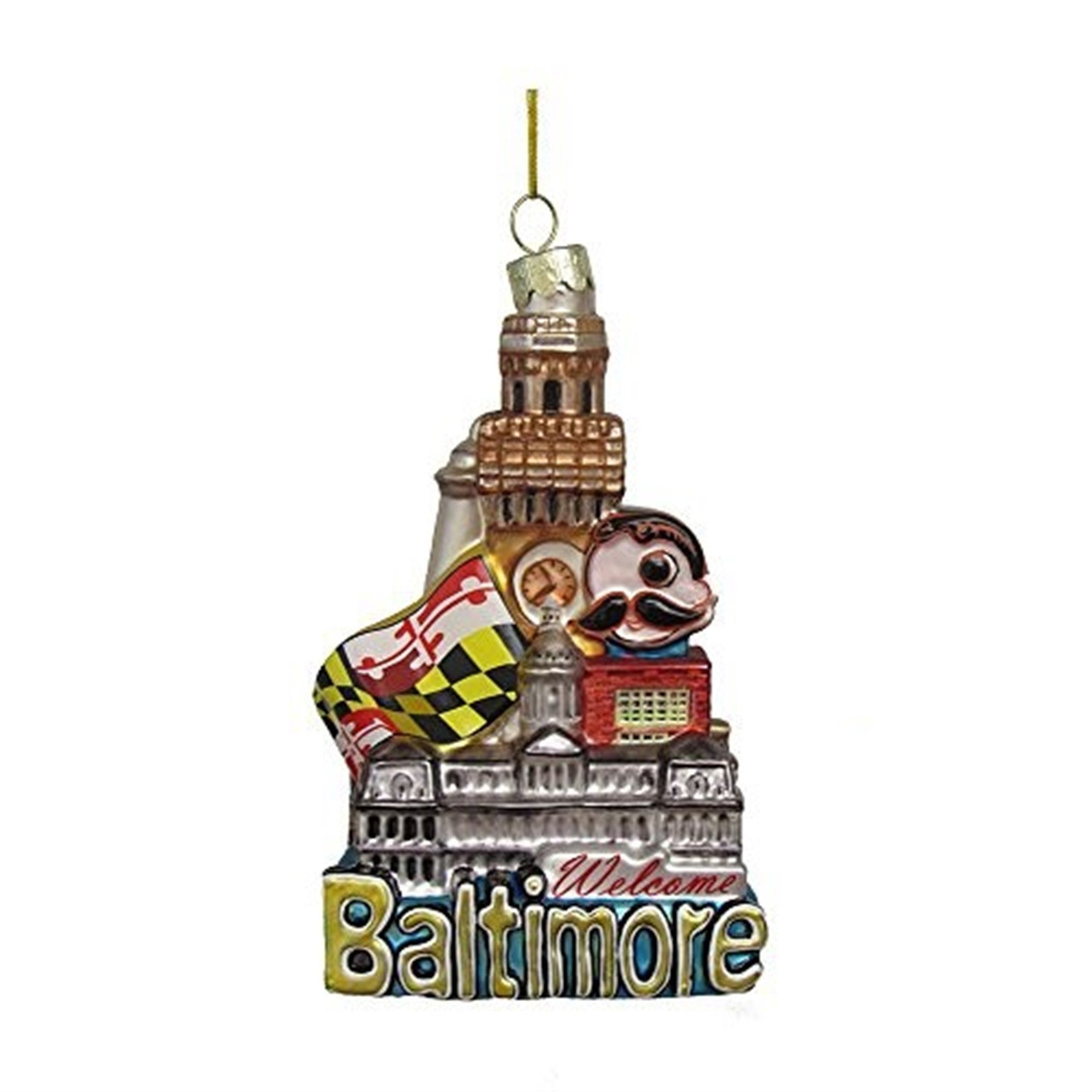 Kurt S. Adler C7561 Glass Baltimore Cityscape Ornament, 5.5