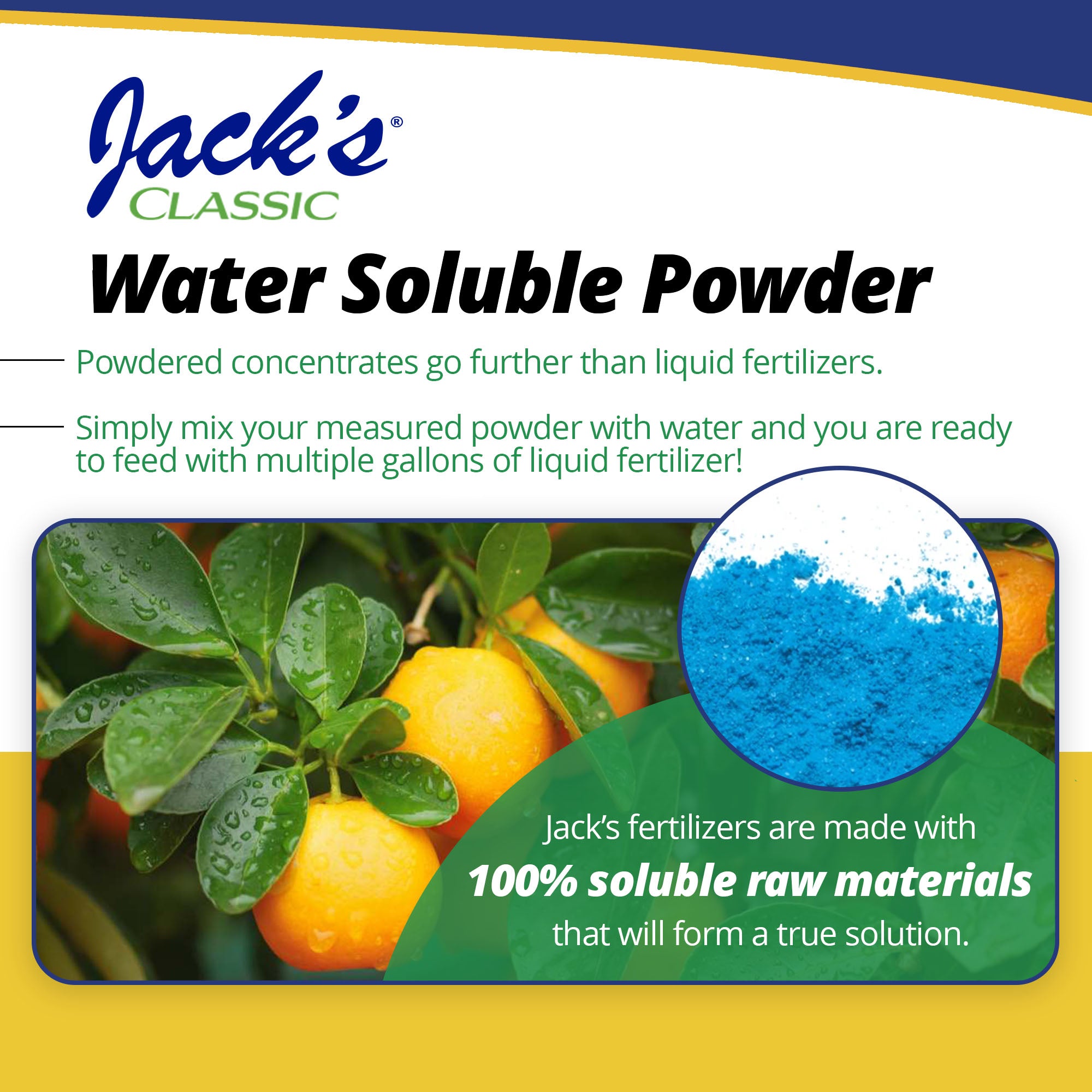 Jack's Classic 20-10-20 Citrus FeED Water-Soluble Fertilizer with Micronutrients to Provide Better Growth and Fruiting in Tropical Fruiting Plants, 1.5lbs