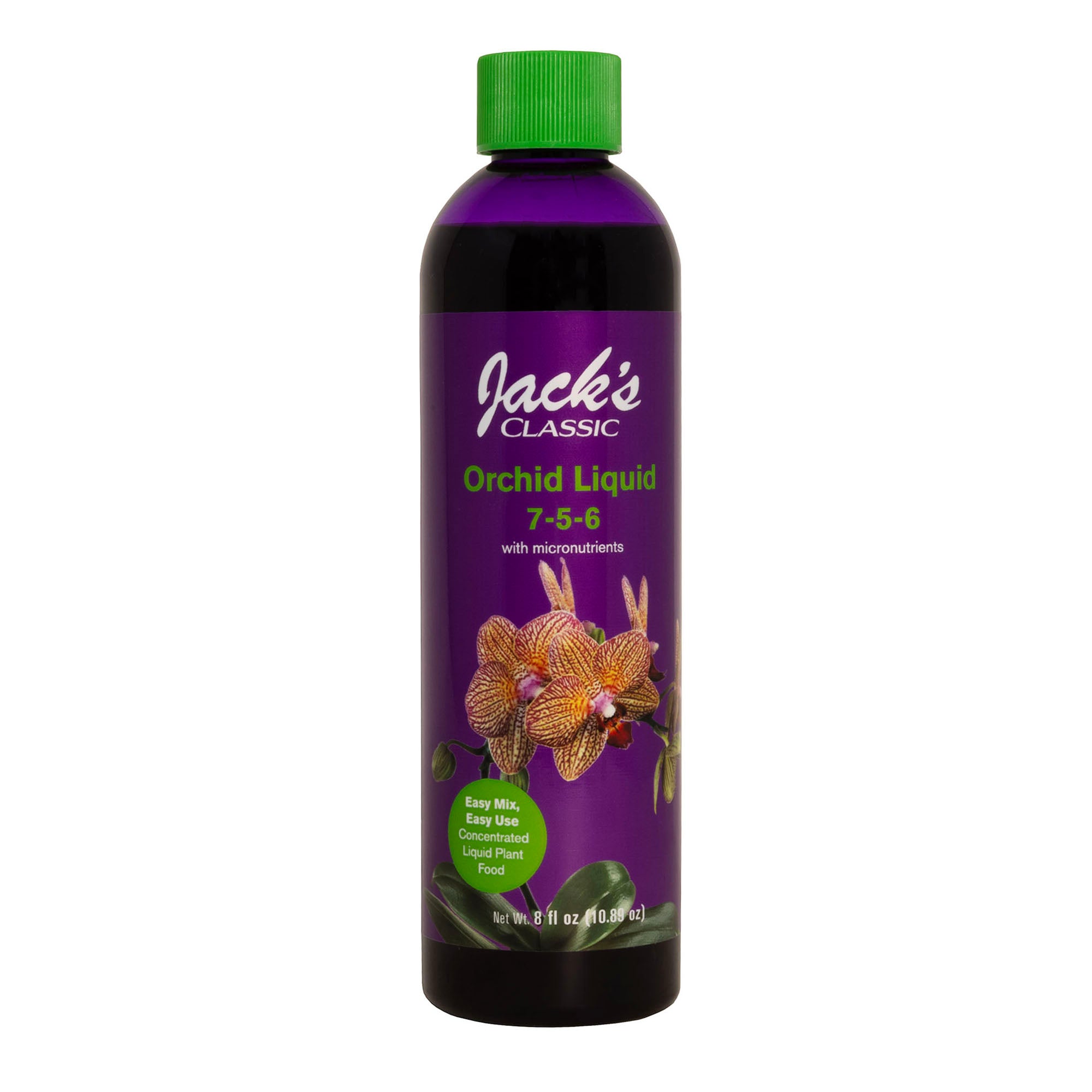 Jack's Classic 7-5-6 Orchid Liquid Concentrated Fertilizer with Micronutrients for Vegetative Growth and Prolific Blooming, 8 fl oz
