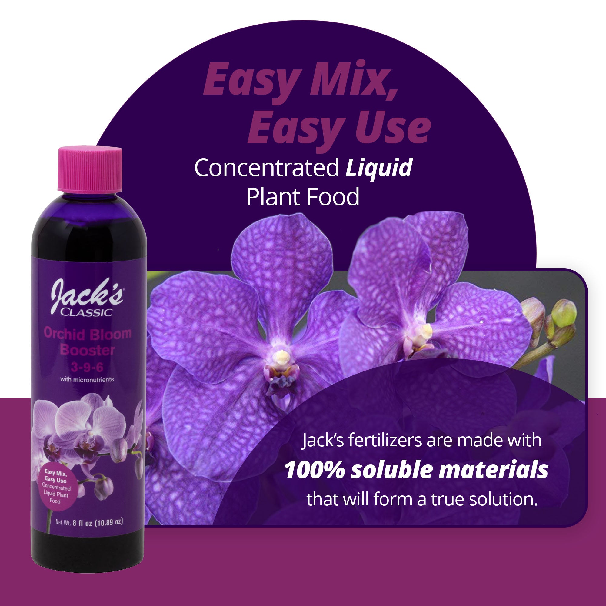 Jack's Classic 3-9-6 Orchid Bloom Booster Liquid Plant Food with Micronutrients, 8 fl. oz.
