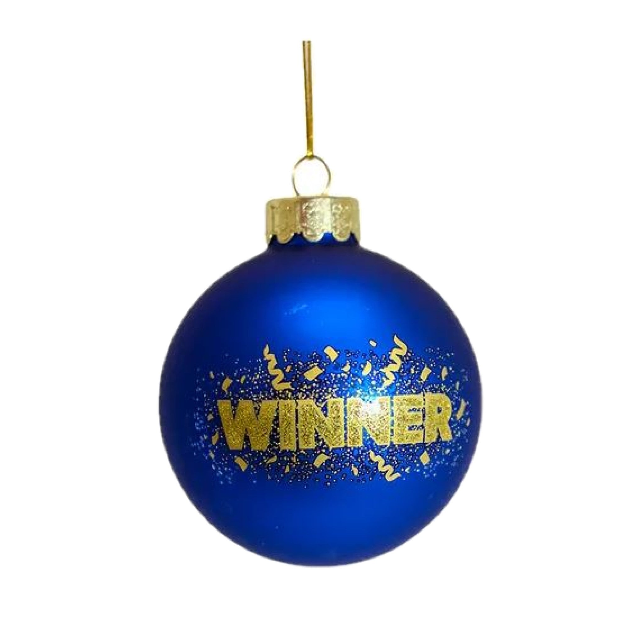 Kurt Adler Glass Ball Ornament, Power Ball Winner, Blue and Gold