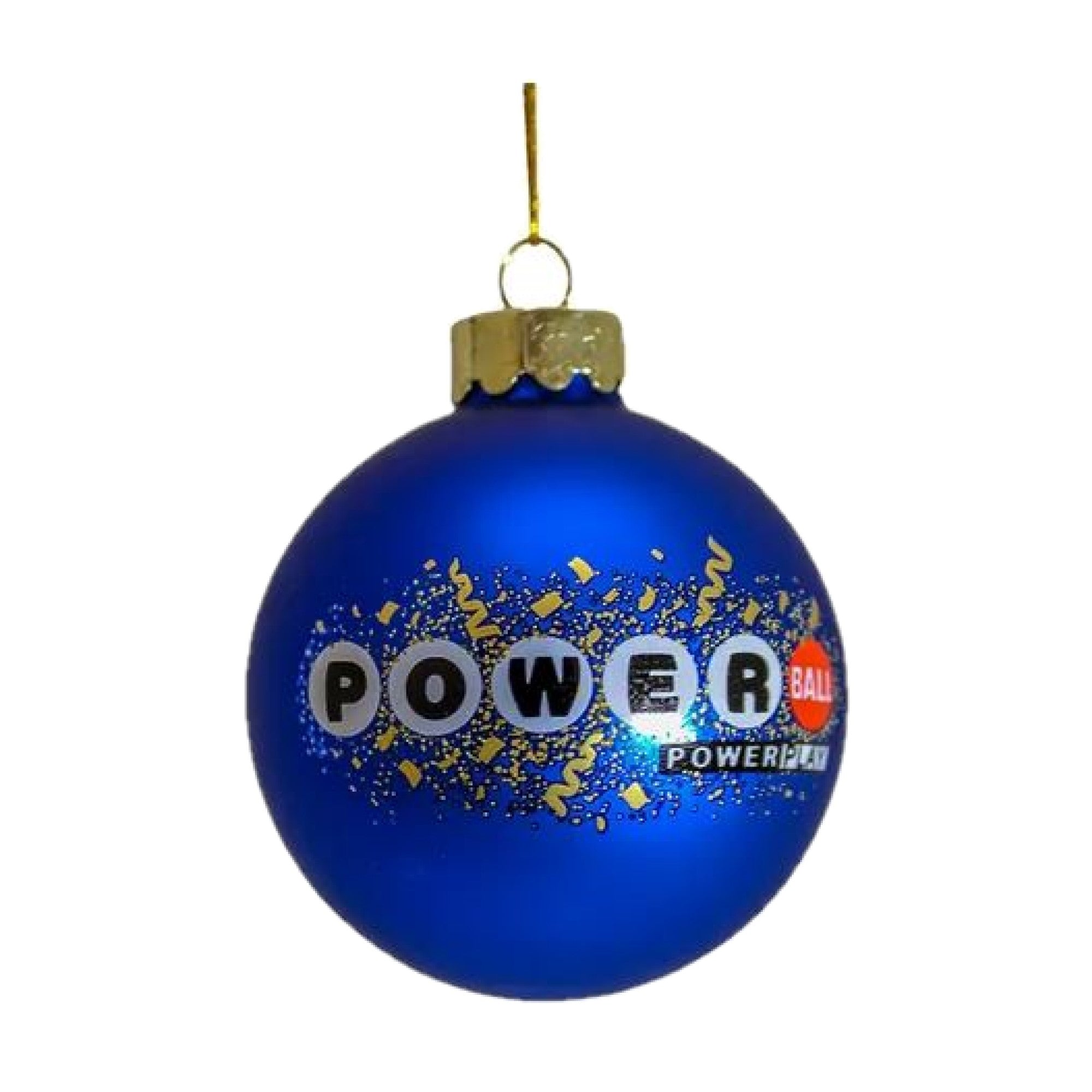 Kurt Adler Glass Ball Ornament, Power Ball Winner, Blue and Gold