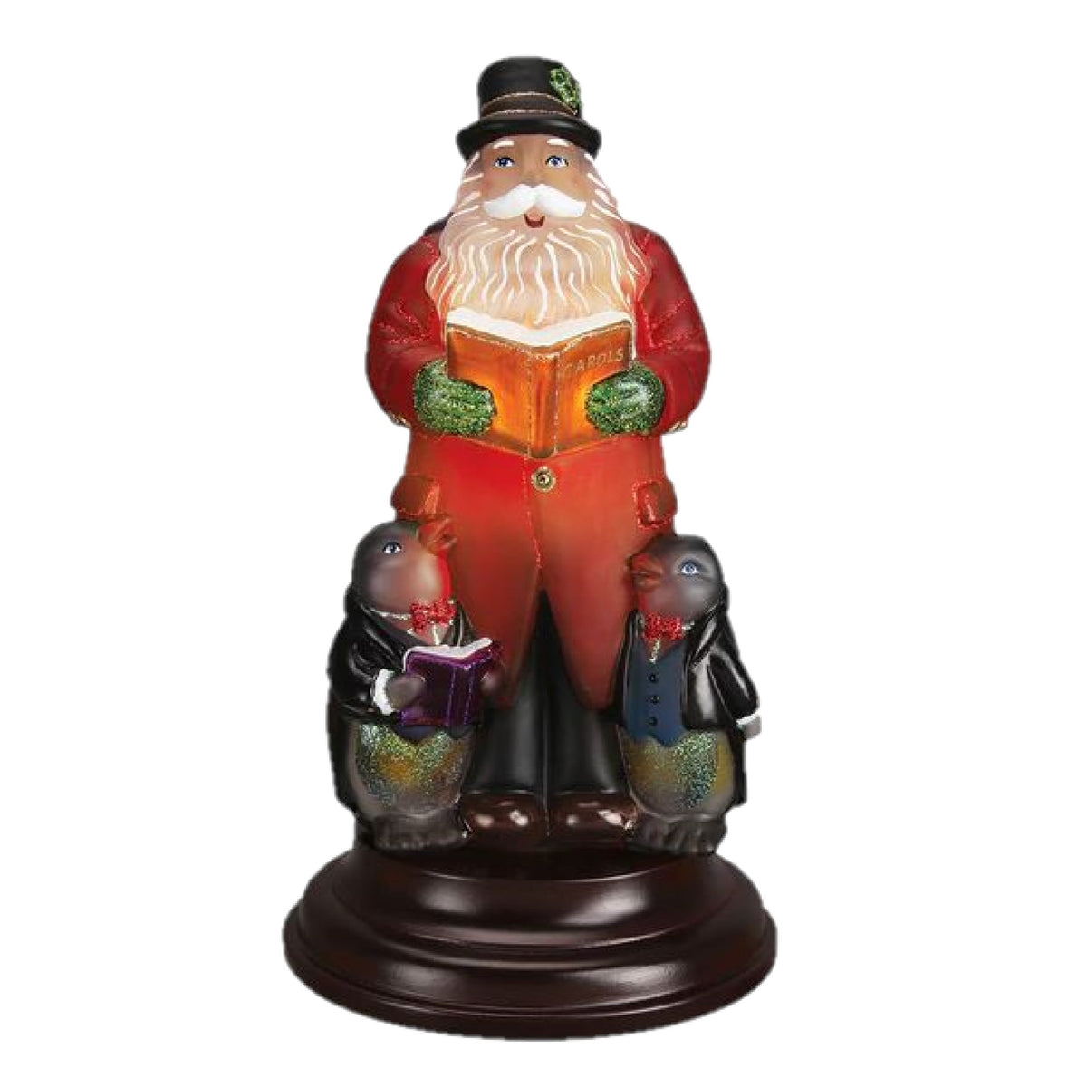 Old World Christmas Blown Glass Table Piece, Caroling Santa Light, 10.75"