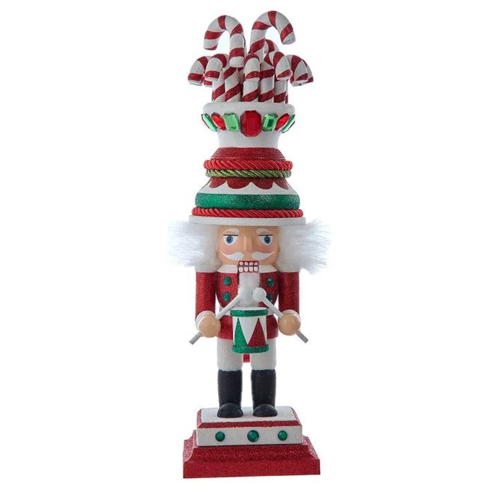 Kurt Adler Hollywood Nutcrackers Collection, Candy Cane Hat Soldier, 16"