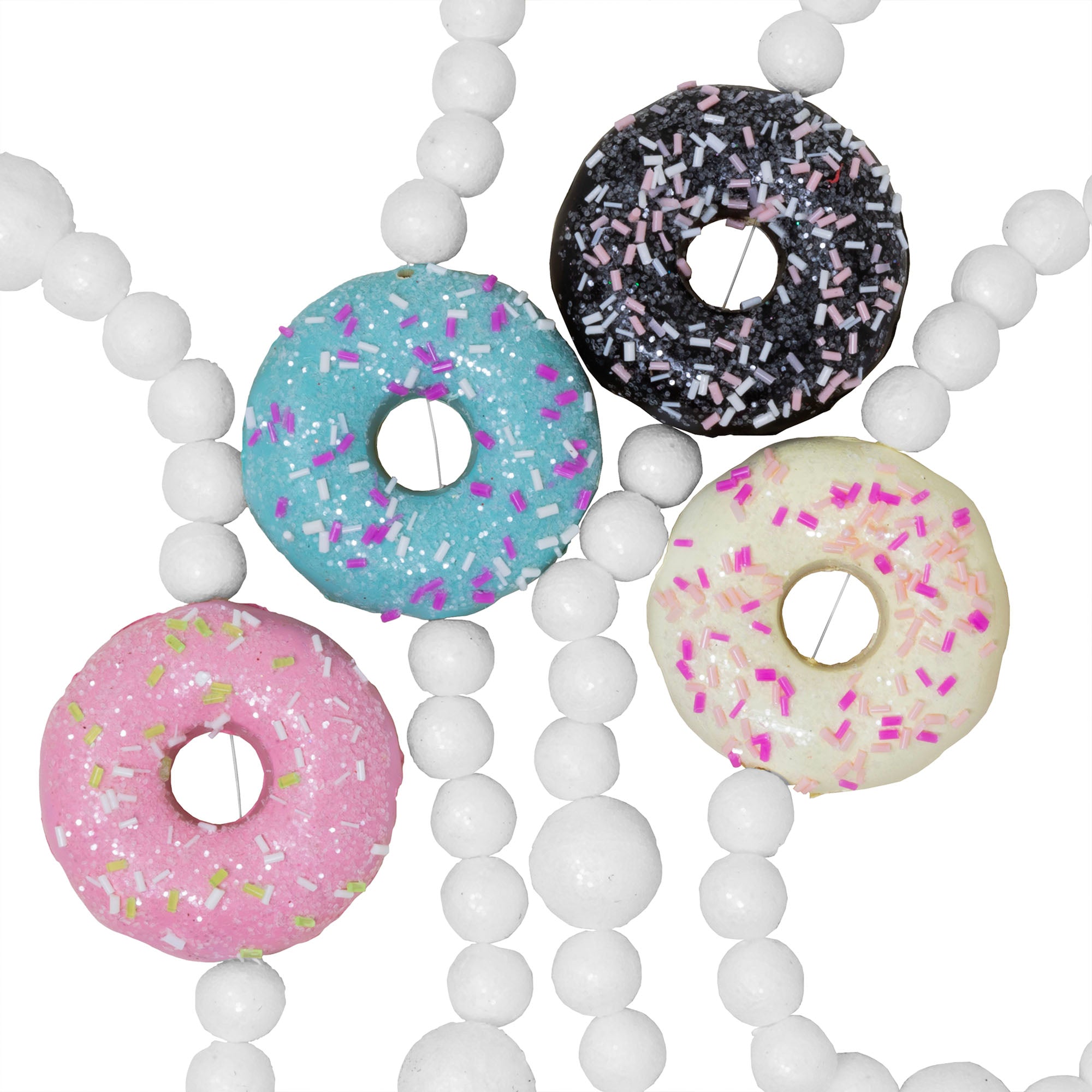 Kurt Adler Plastic Donuts with Cotton Candy Balls Garland, 6ft