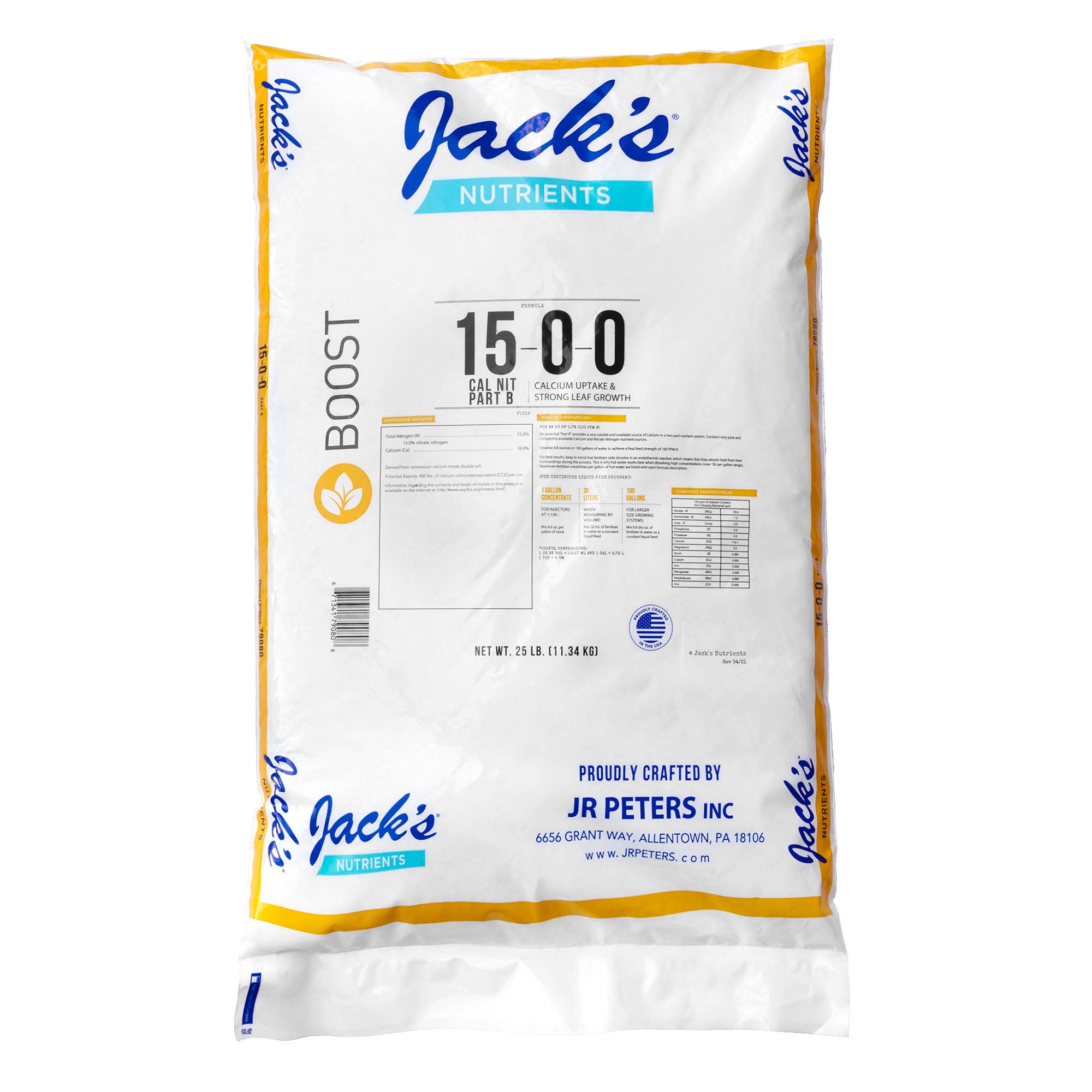 Jack's Nutrients 15-0-0 Part B Calcium Nitrate Water-Soluble Fertilizer
