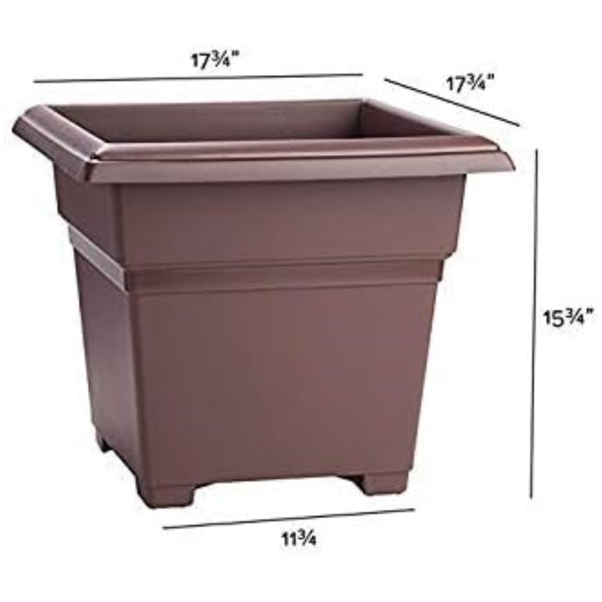 Novelty Countryside Tub Square Plastic Planter, Brown, 18in