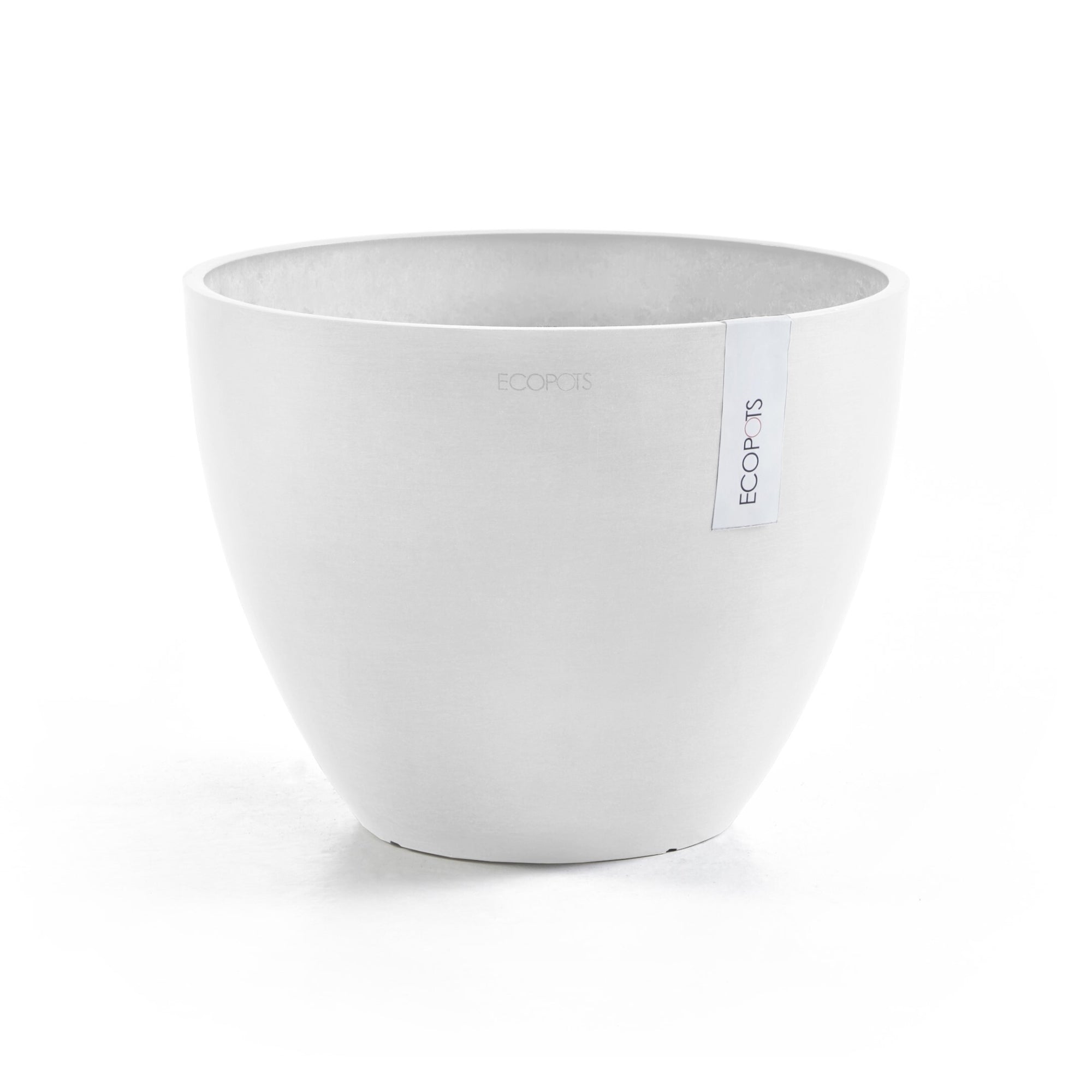 Ecopots Antwerp Durable Modern Round Indoor/Outdoor Recycled-Based Composite Flower Pot Planter, Pure White, 16"