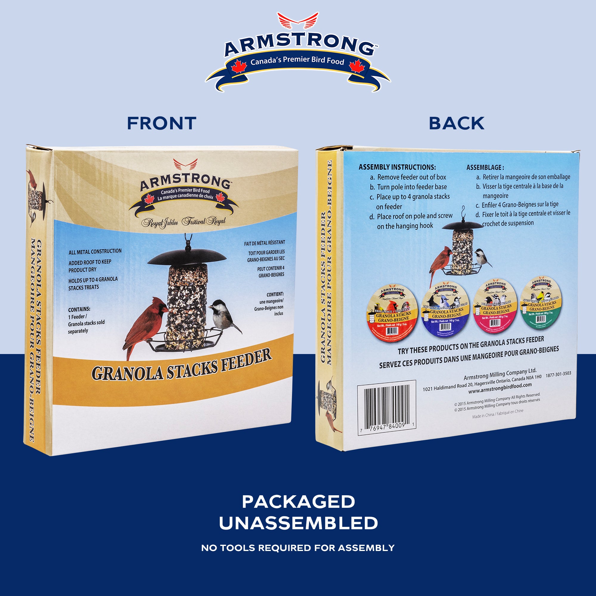 Armstrong Wild Bird Food Royal Jubilee Granola Stack Feeder, Black, 12in