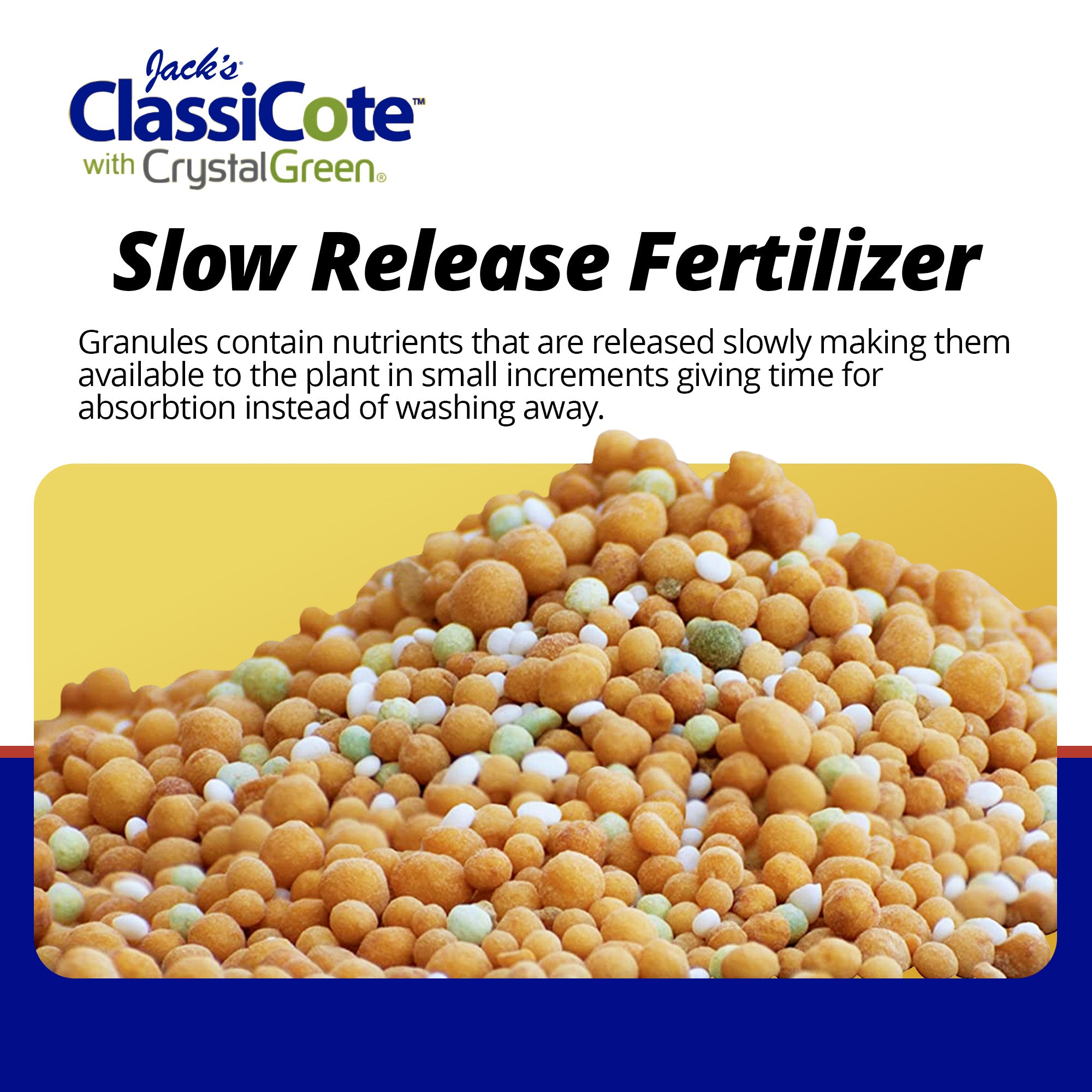 Jack's ClassiCote with Crystal Green, 15-8-23 Time-Release Fertilizer for Indoor and Outdoor Plants